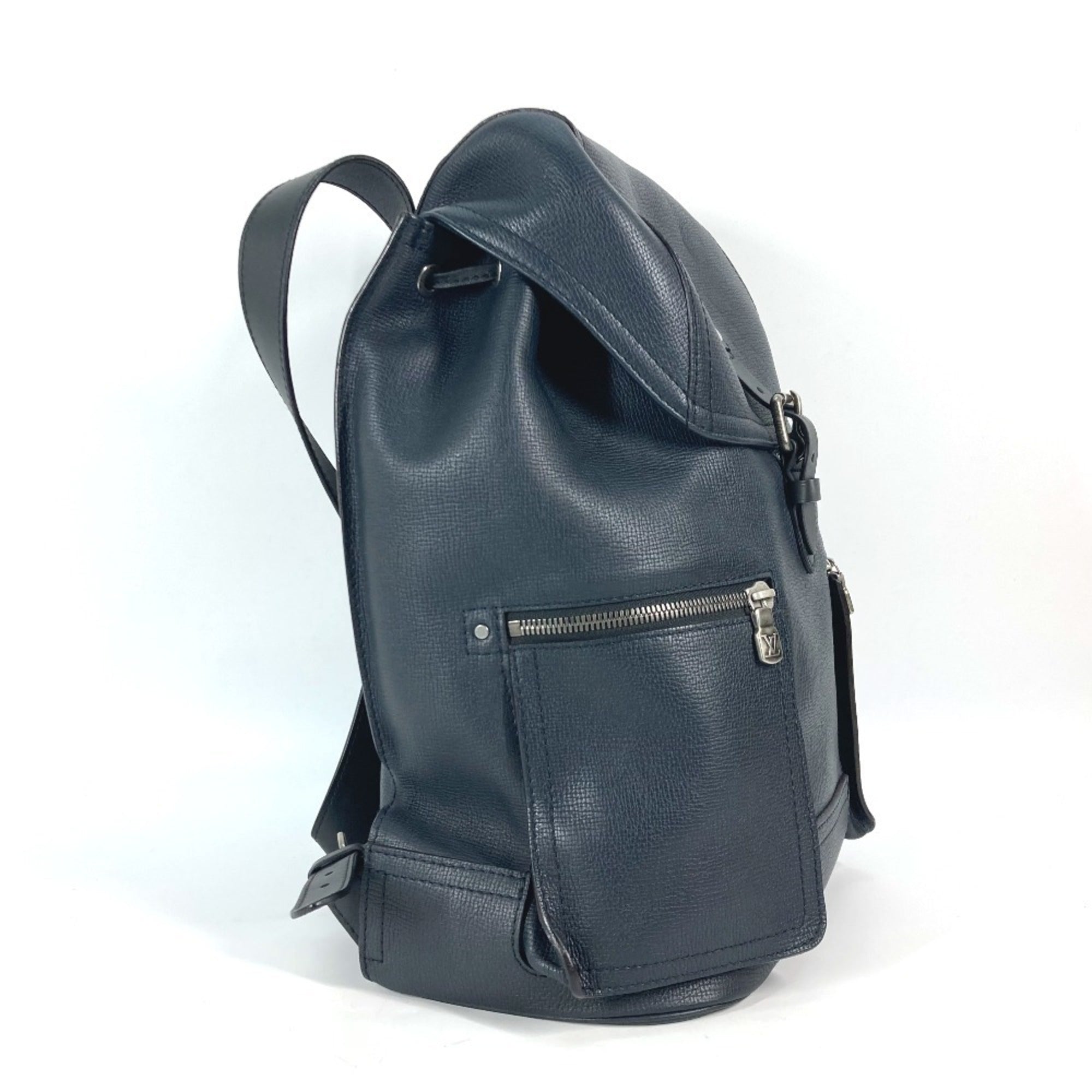 Louis Vuitton Black Navy Navy Blue Utah Leather Backpack (Pre-Owned)