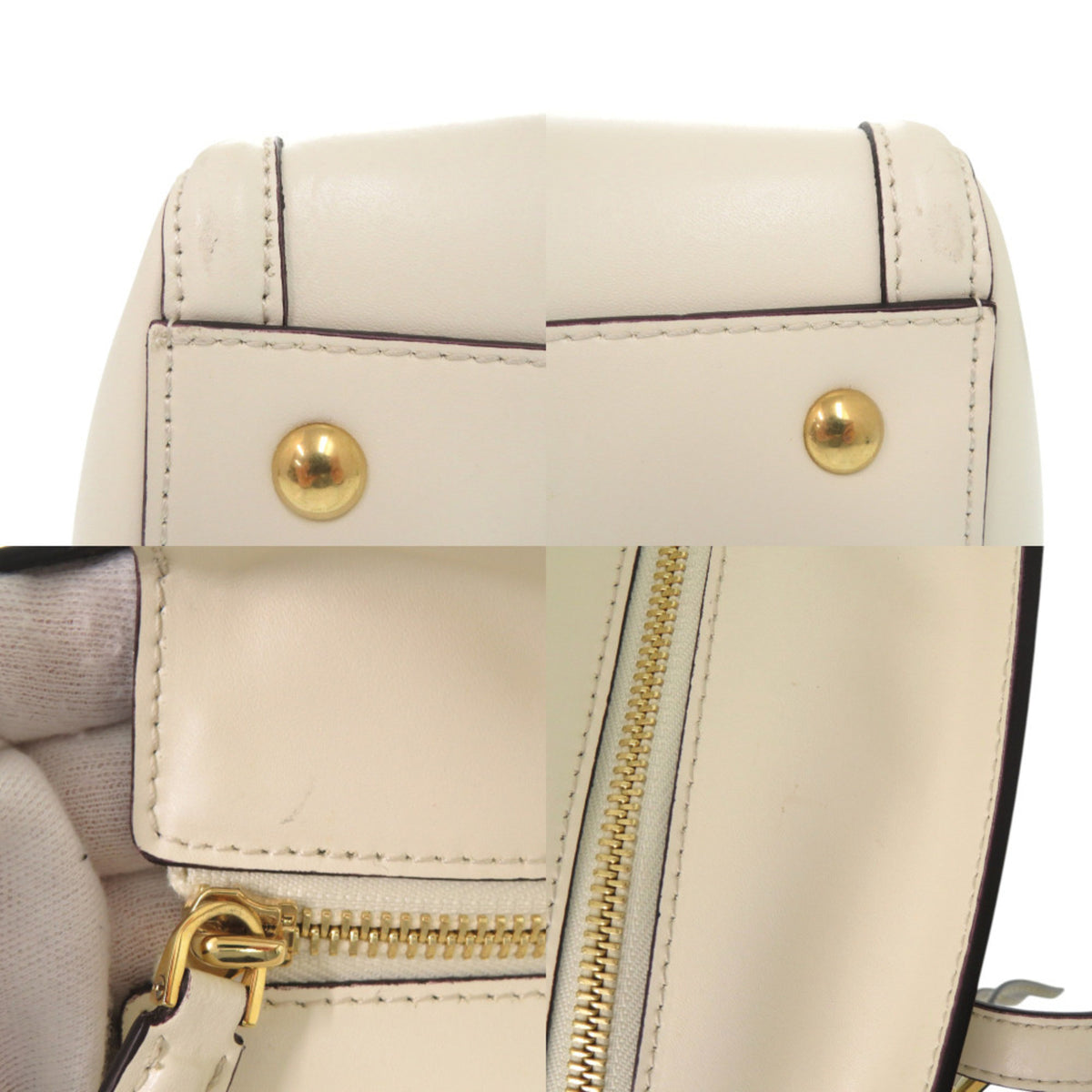 Salvatore Ferragamo White Leather Shoulder Bag Tote Bag (Pre-Owned)