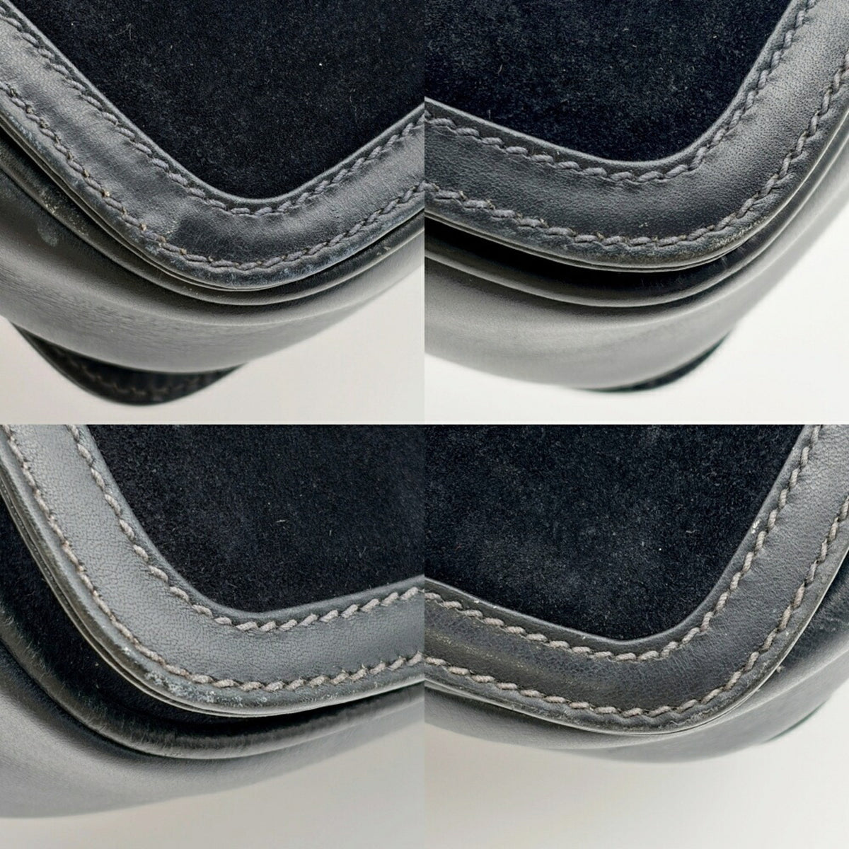 Gucci Sherry Line Navy Red Color Suede Leather Shoulder Bag (Pre-Owned)