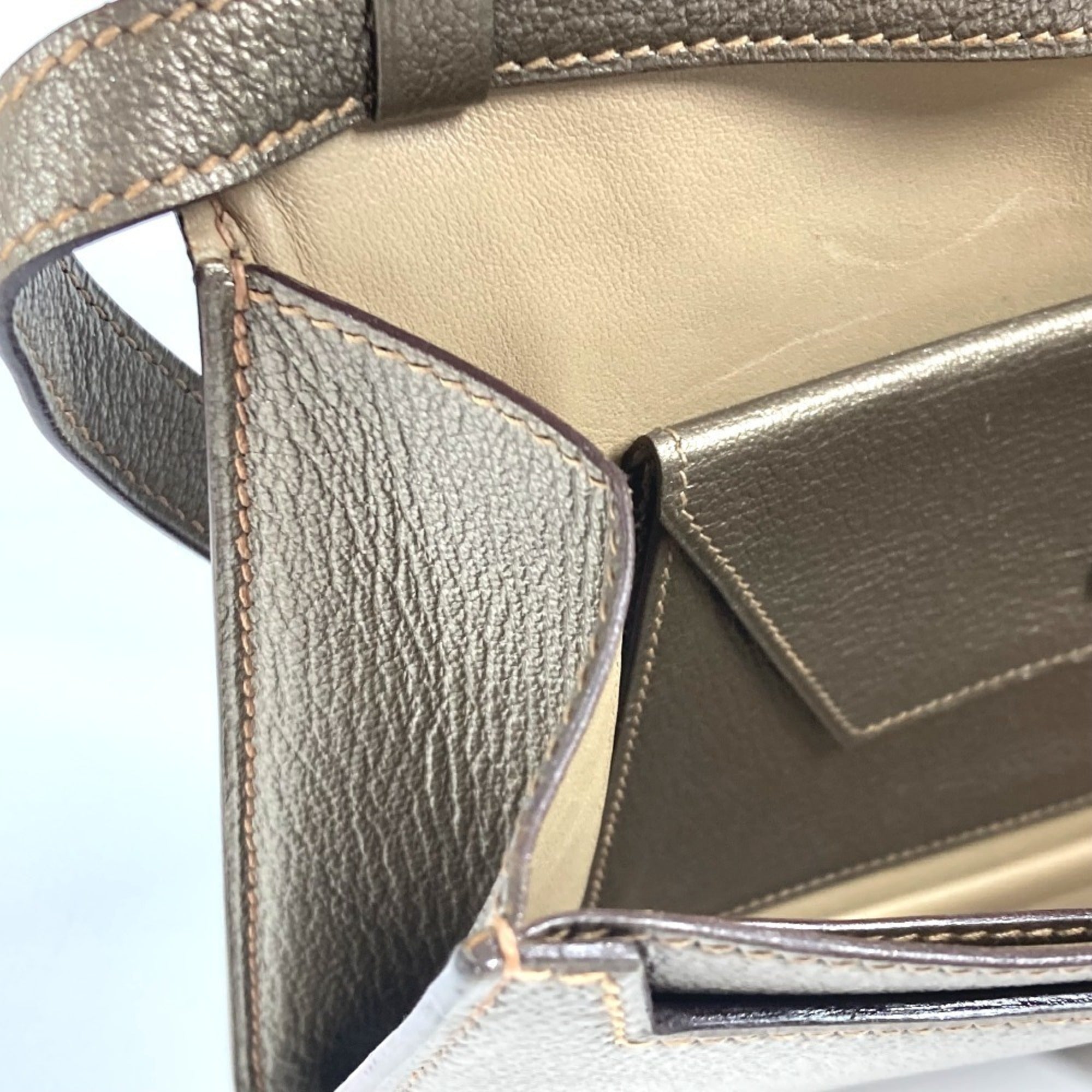 Hermes Gold Chevre Leather Handbag Pouch Shoulder Bag (Pre-Owned)