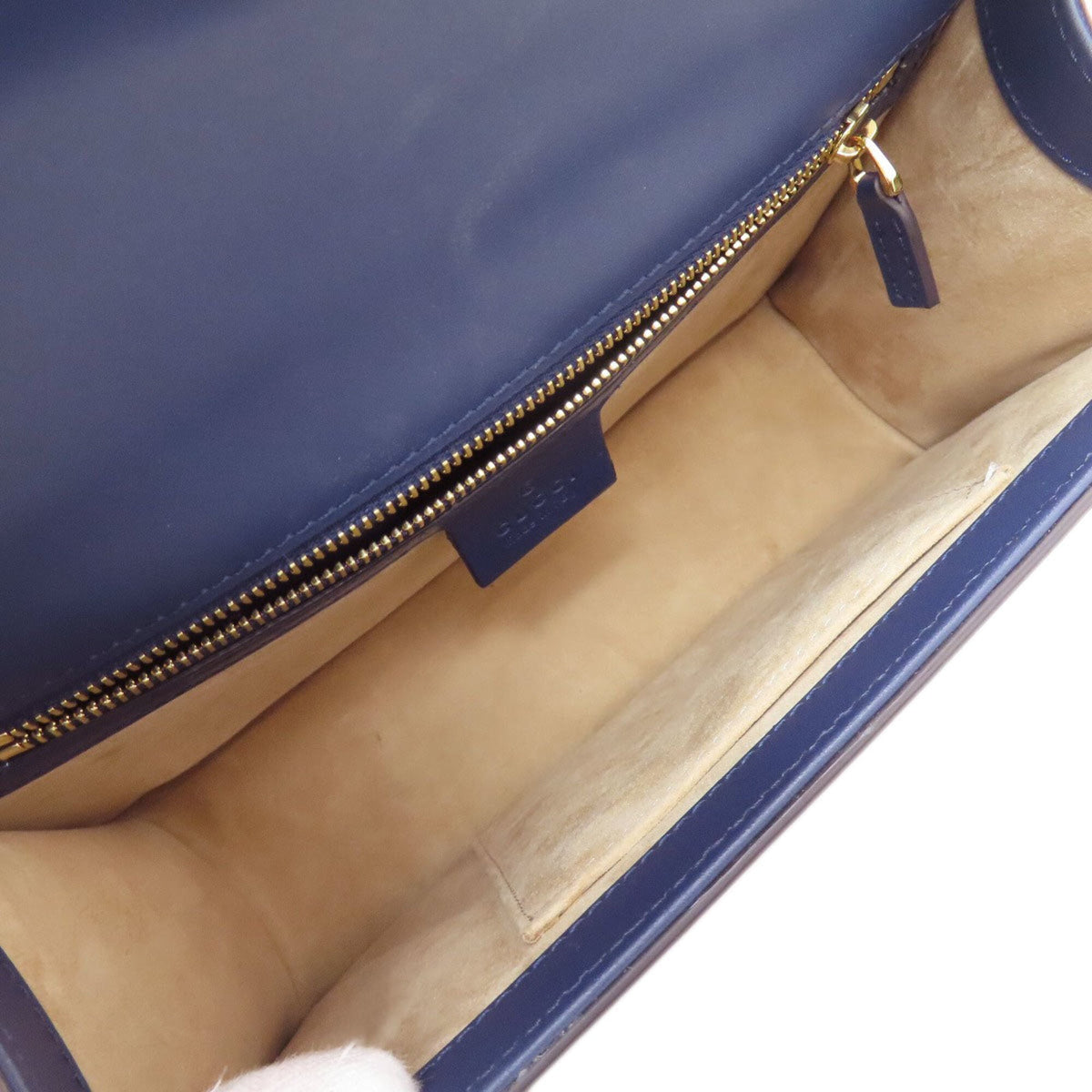 Gucci Navy Leather Shoulder Bag (Pre-Owned)