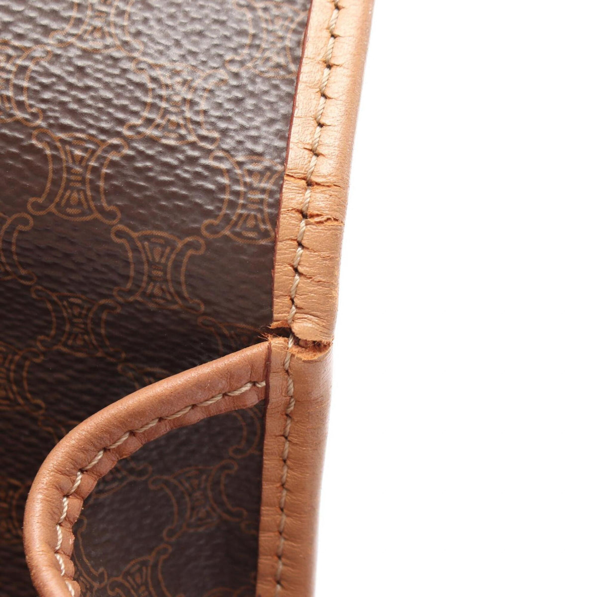 Celine Beige Brown Coated Canvas Leather Shoulder Bag (Pre-Owned)