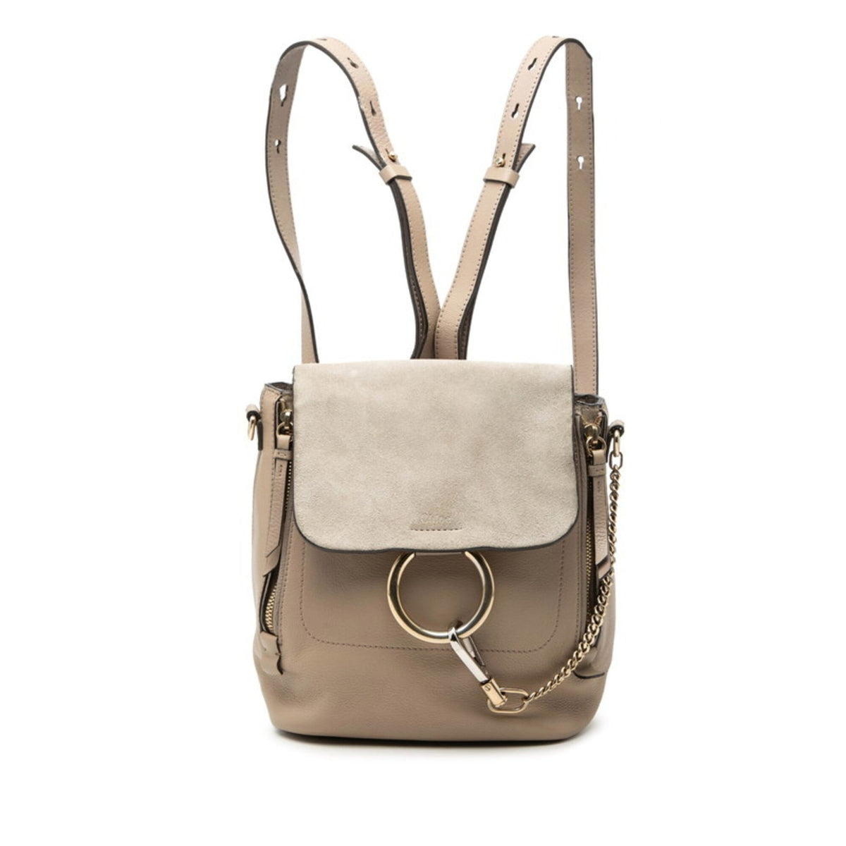 Chloé Gray Leather Suede Backpack (Pre-Owned)