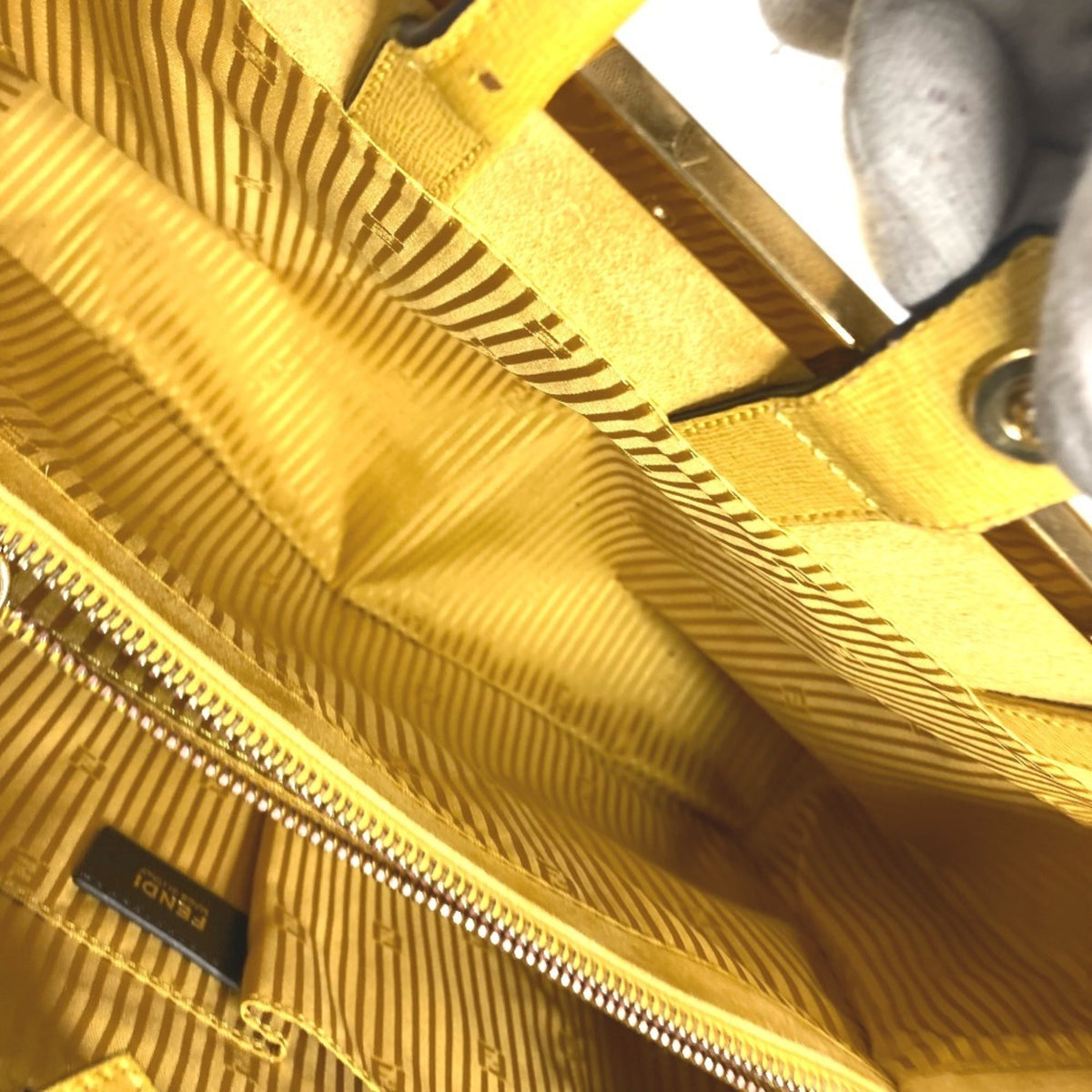 Fendi Yellow Leather Handbag Shoulder Bag Tote Bag (Pre-Owned)