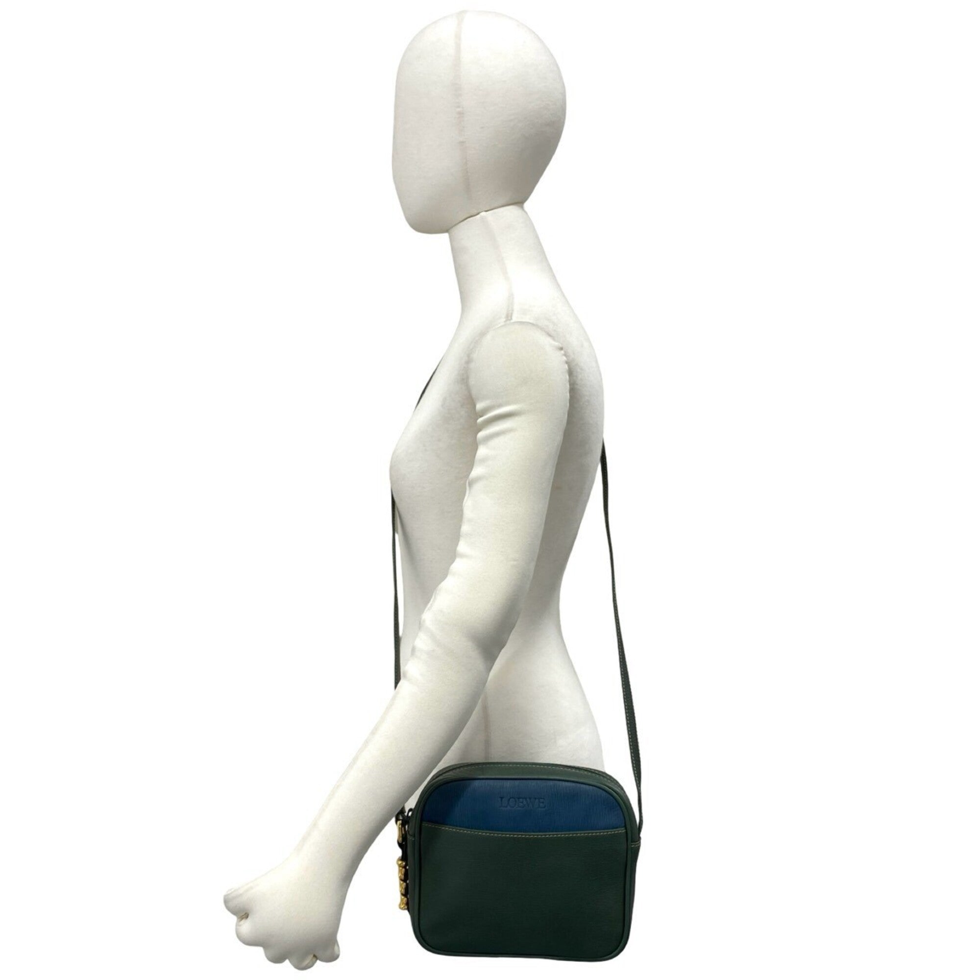 Loewe Blue Green Leather Pochette Shoulder Bag (Pre-Owned)