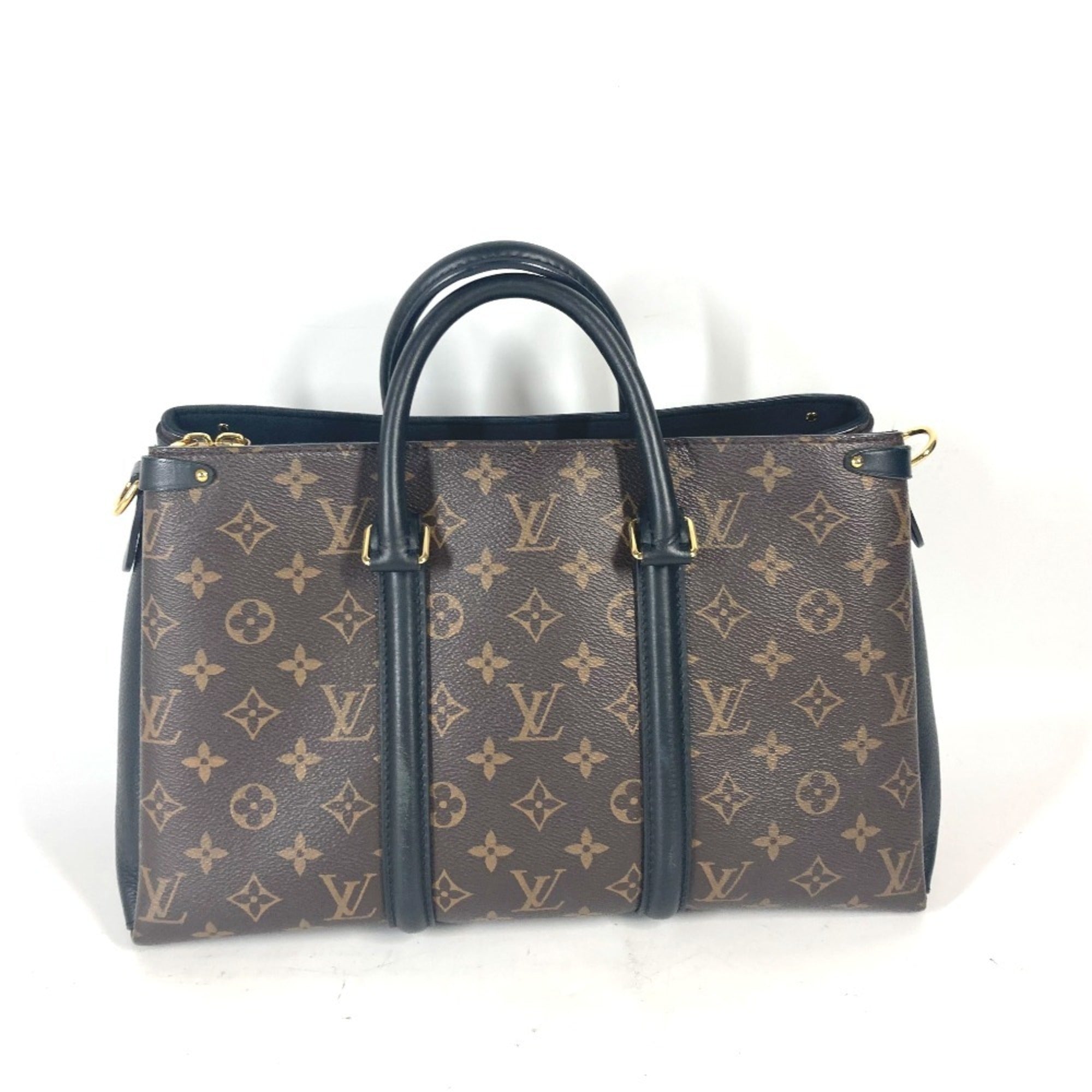 Louis Vuitton Black Brown Monogram Canvas Handbag Tote Bag (Pre-Owned)