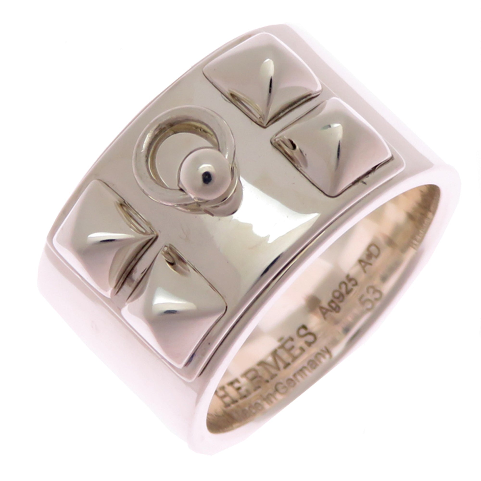 Hermes Silver 925 Band Ring (Pre-Owned)