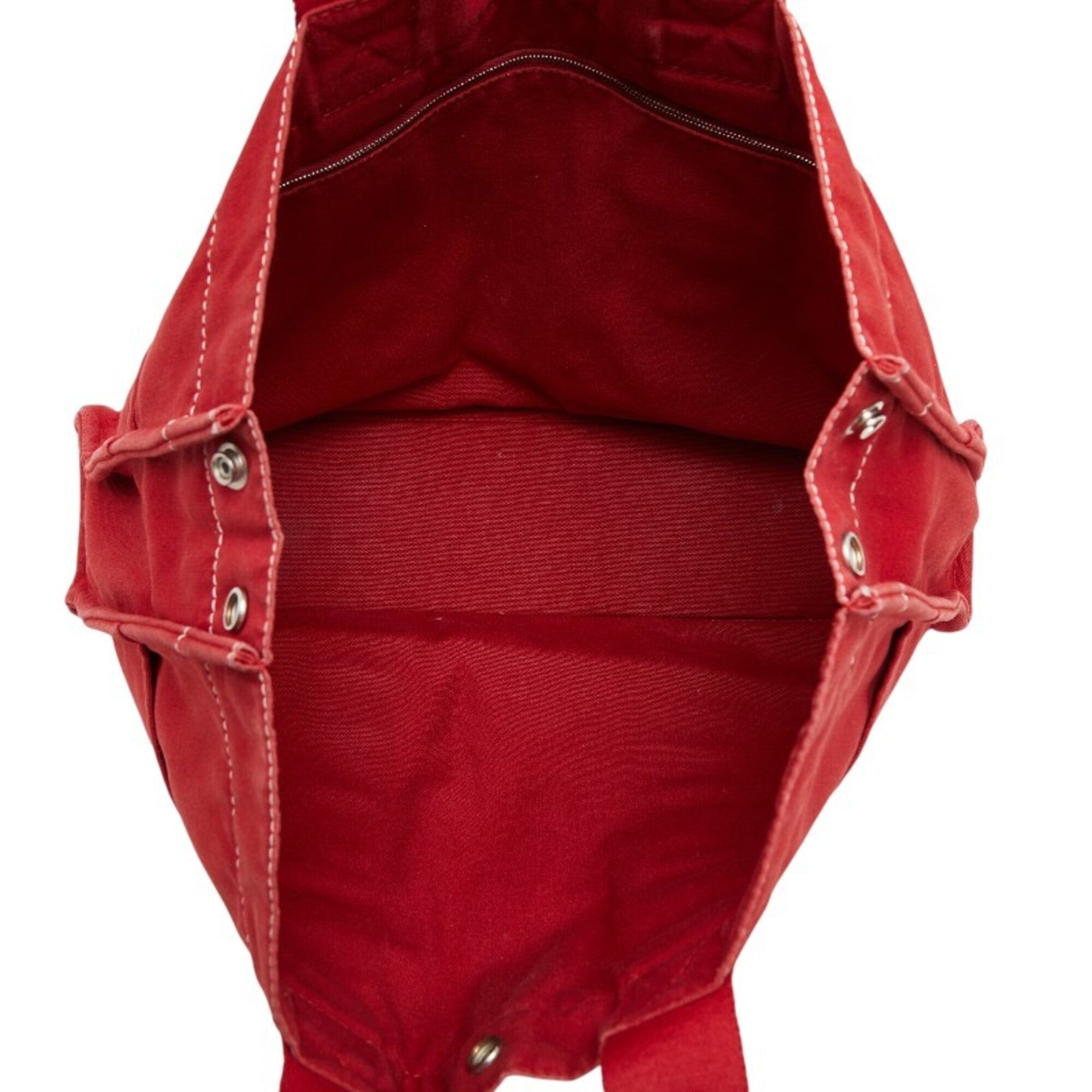 Hermes Fourre Tout Red Color Canvas Handbag Tote Bag (Pre-Owned)