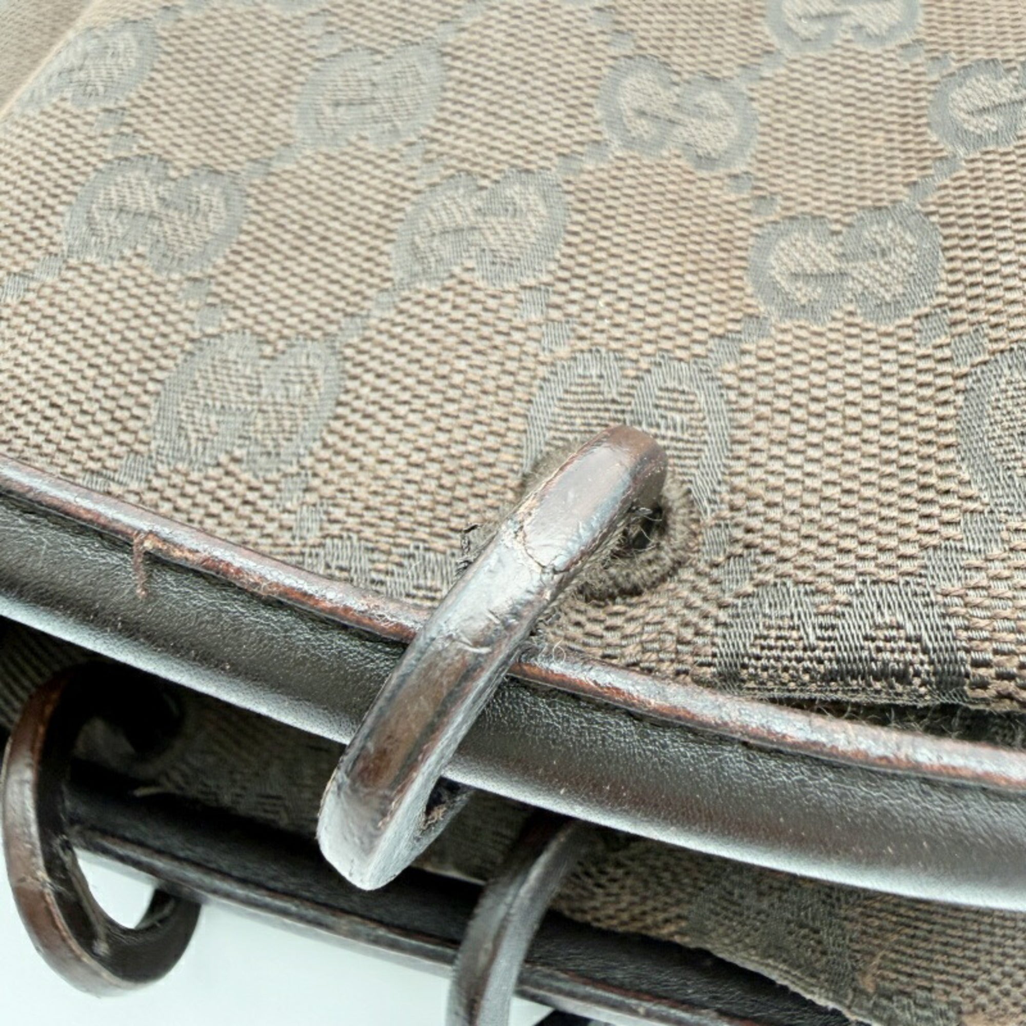 Gucci Gg Canvas Brown Gg Canvas Leather Shoulder Bag (Pre-Owned)
