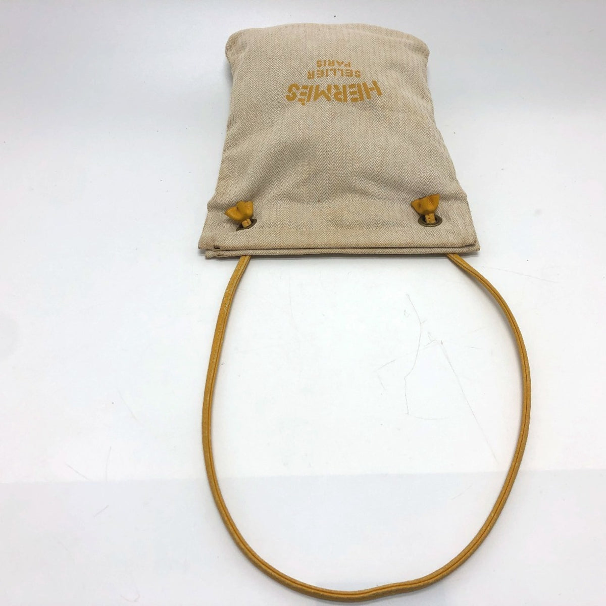 Hermes Beige Brown Toile Chevron Shoulder Bag (Pre-Owned)