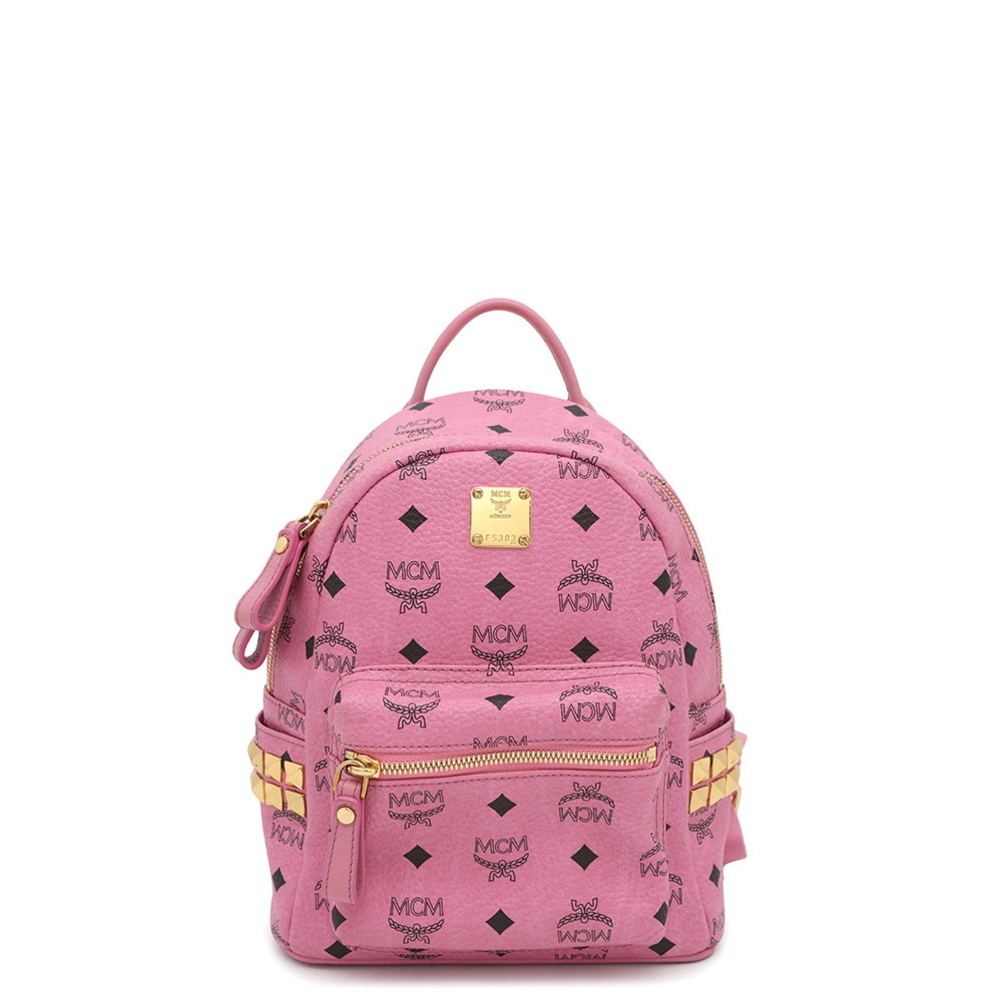Mcm Pink Leather Canvas Backpack (Pre-Owned)
