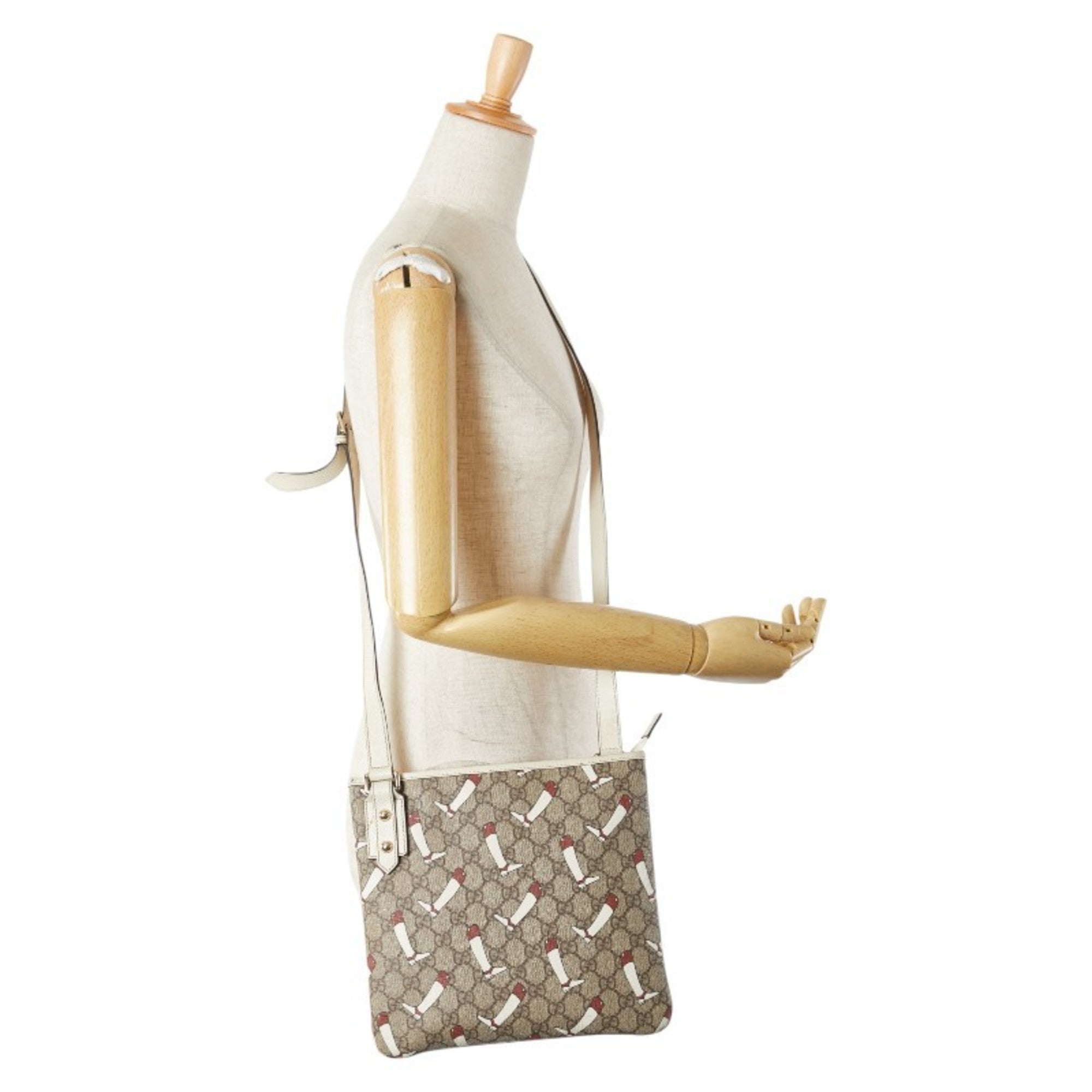 Gucci Beige Multi-Color Pvc Leather Shoulder Bag (Pre-Owned)