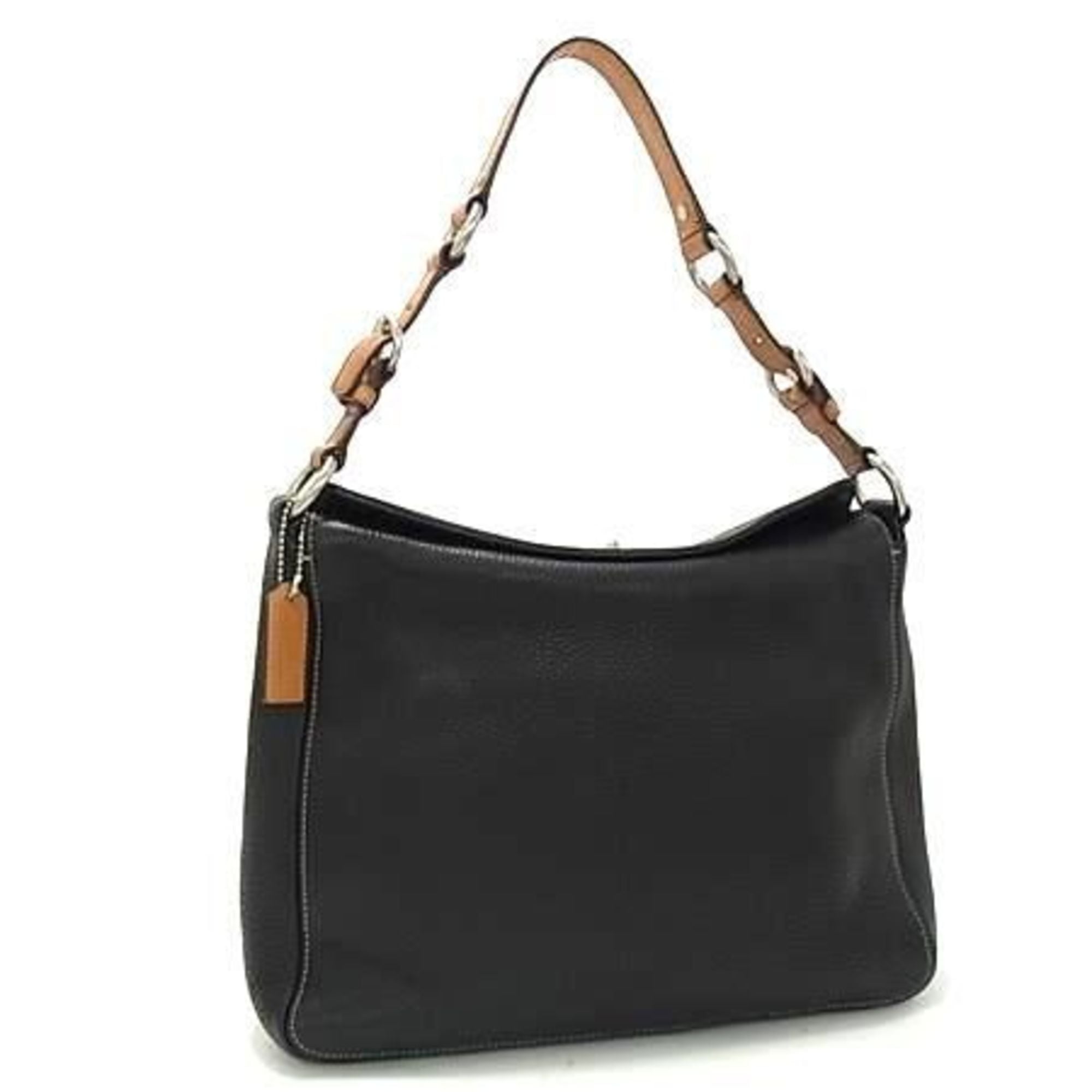 Coach Black Brown Leather Handbag Shoulder Bag Tote Bag (Pre-Owned)