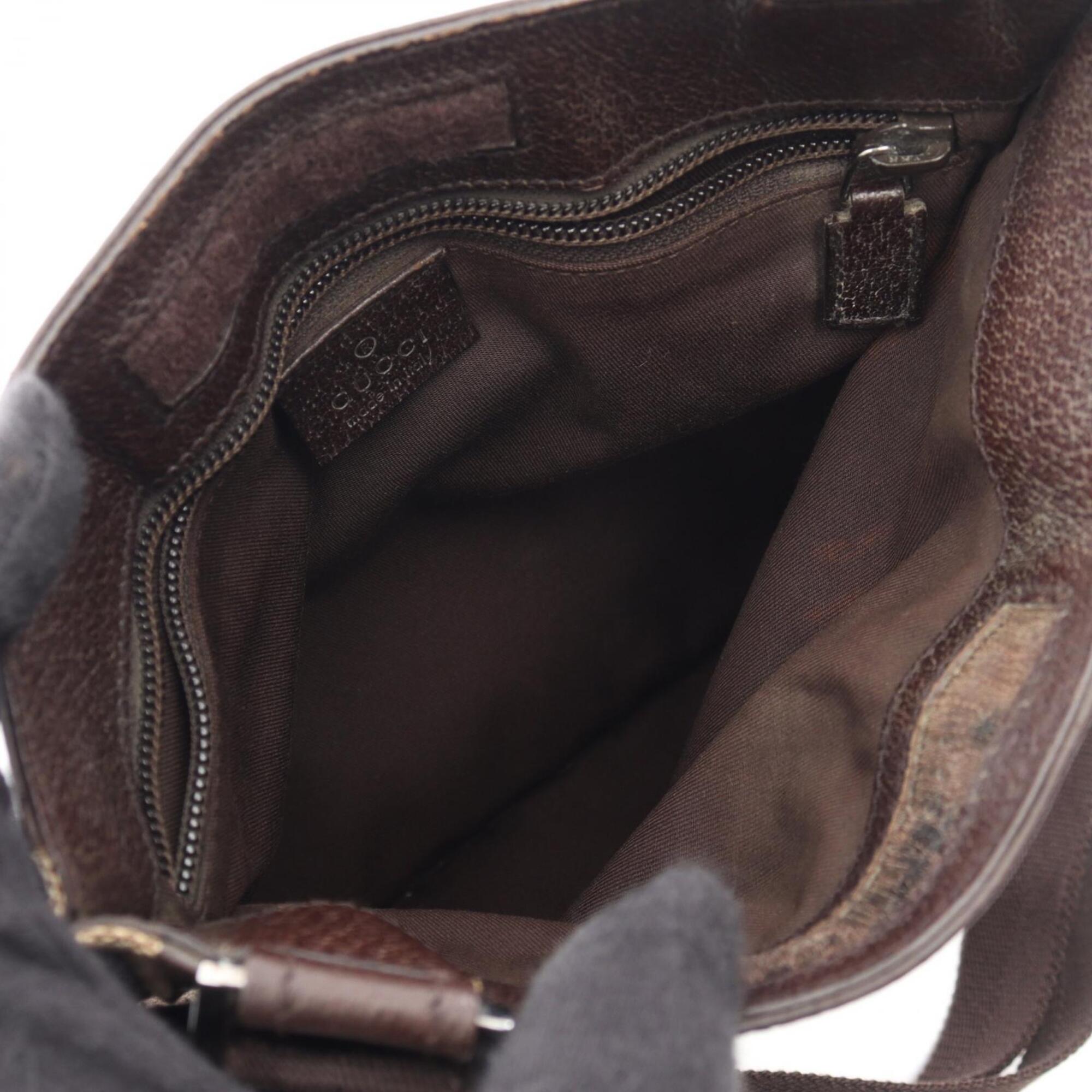 Gucci Beige Brown Gg Canvas Leather Handbag Shoulder Bag (Pre-Owned)