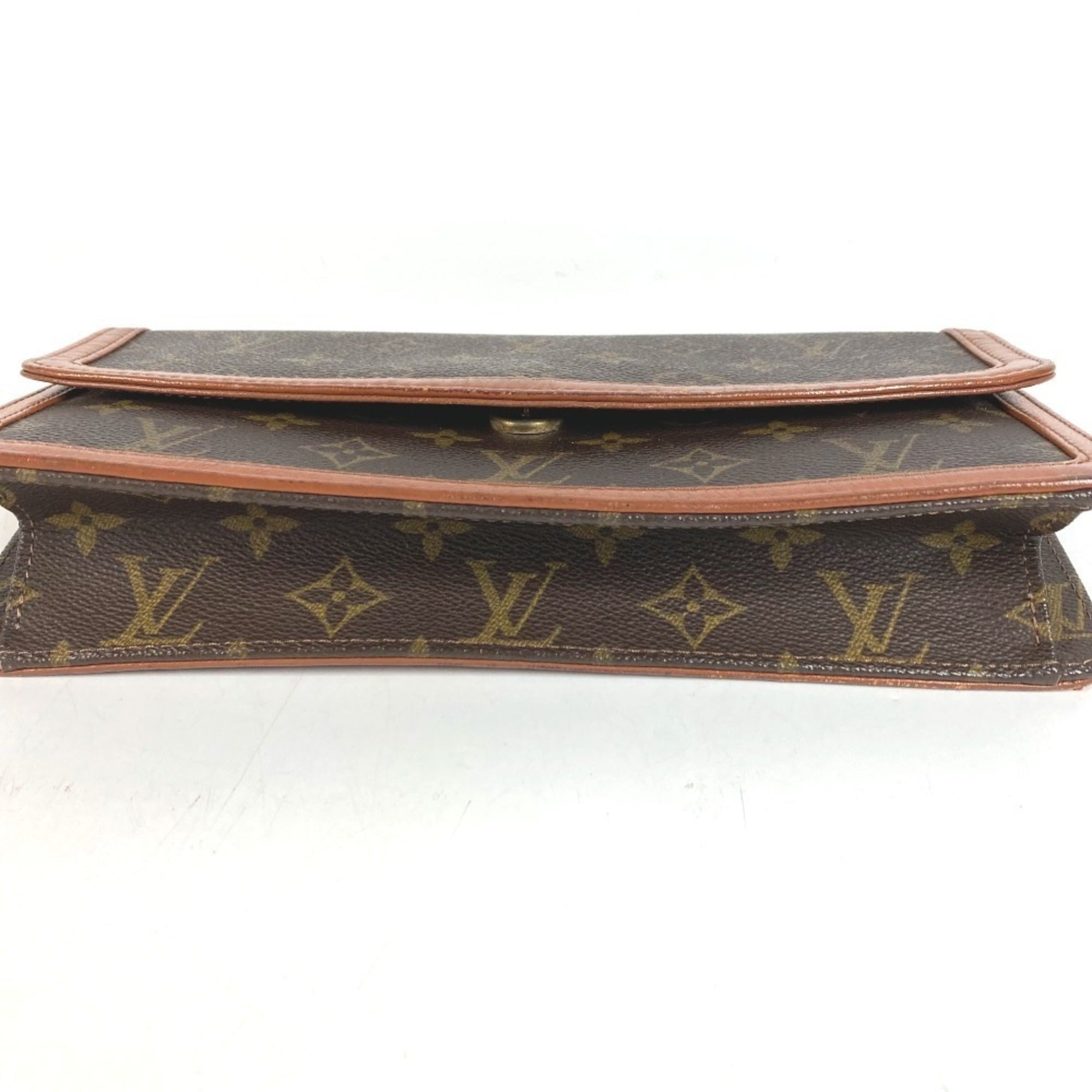 Louis Vuitton Brown Monogram Clutch Bag Handbag Pochette Pouch (Pre-Owned)