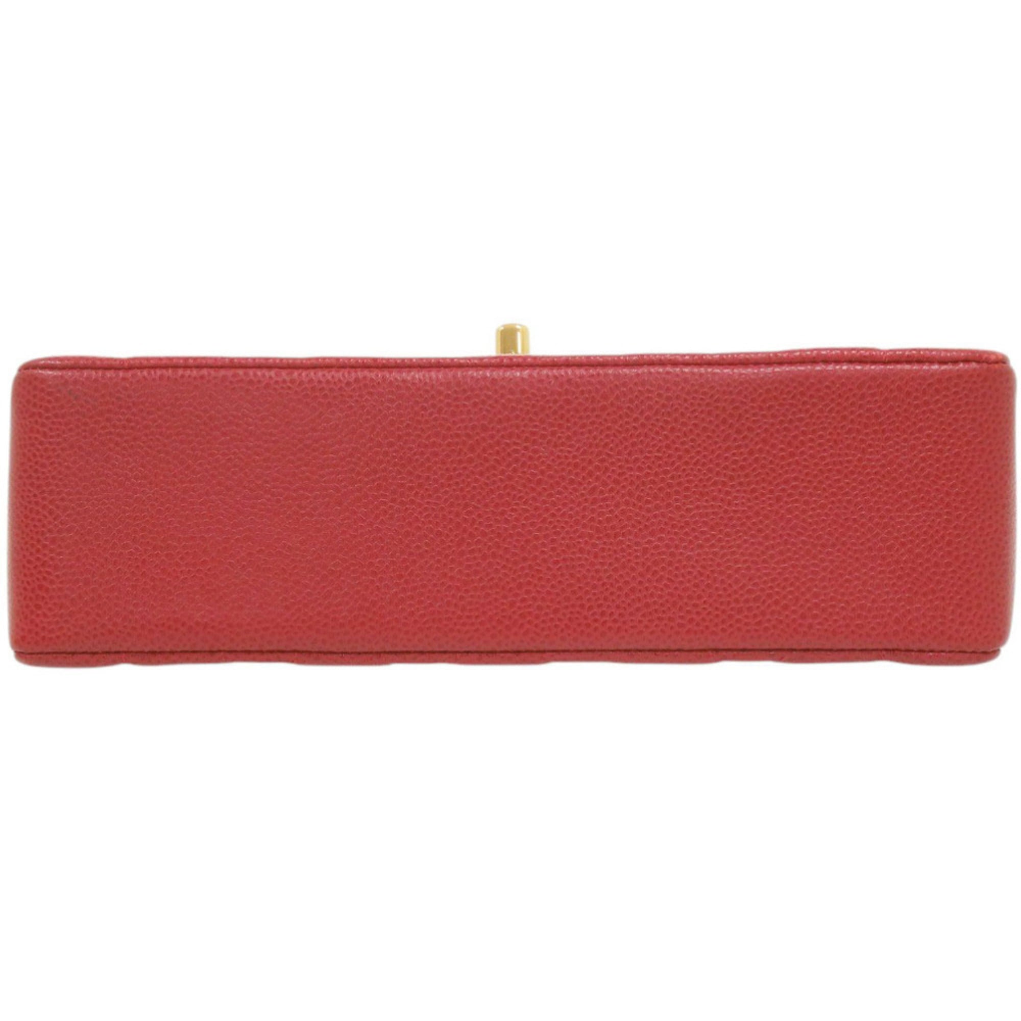 Chanel Red Color Grained Calfskin Shoulder Bag (Pre-Owned)