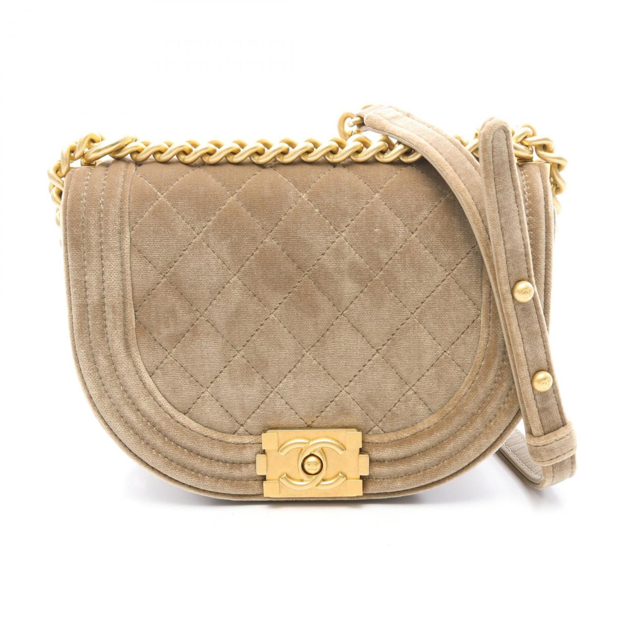 Chanel Khaki Fabric Handbag Shoulder Bag (Pre-Owned)