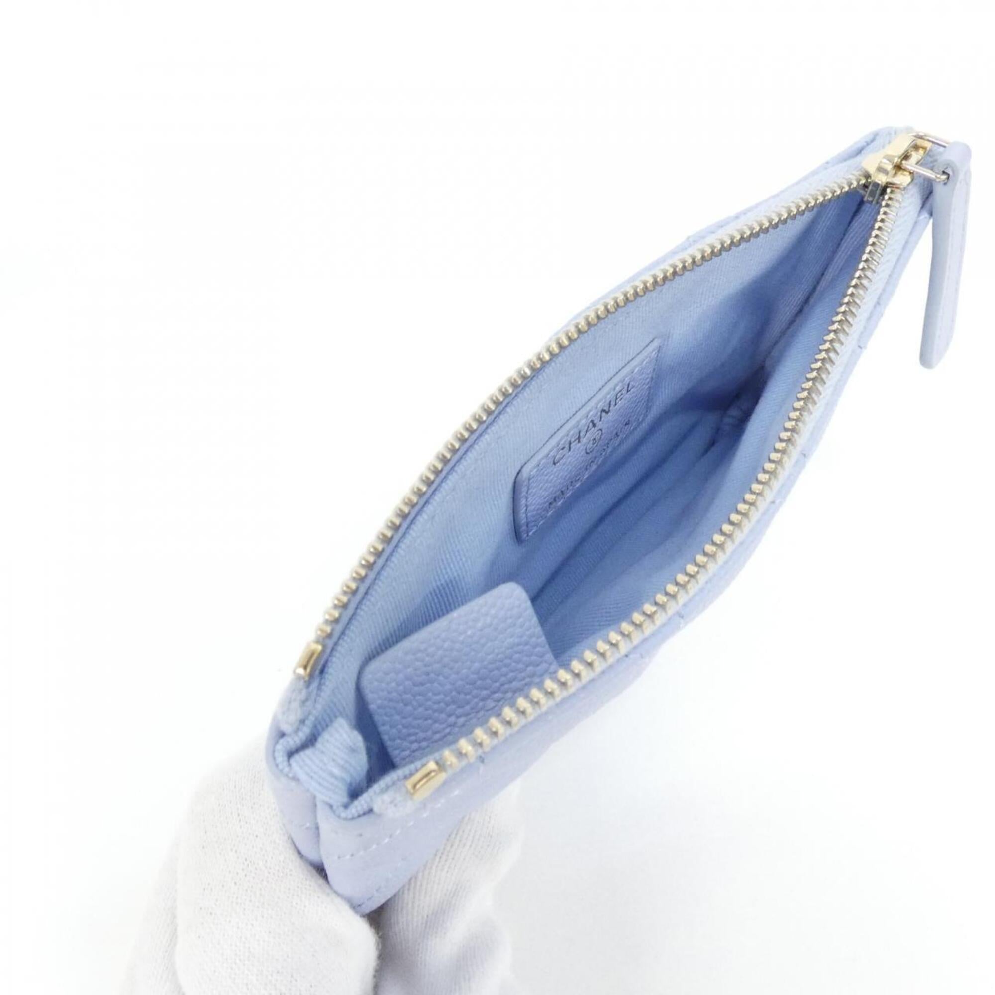 Chanel Light Blue Grained Calfskin Pouch (Pre-Owned)