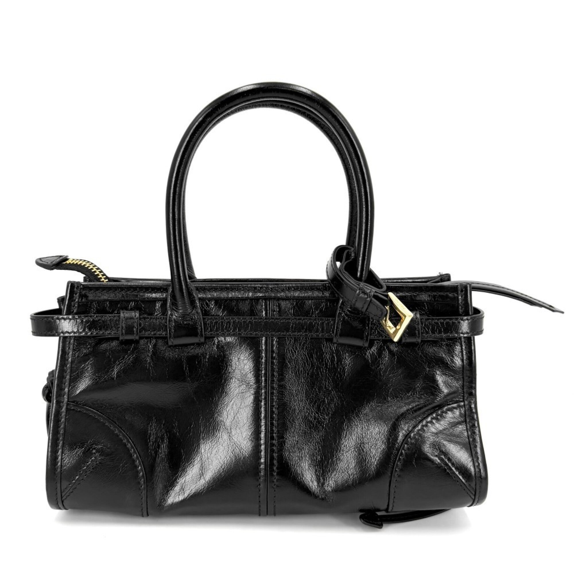 Prada Black Leather Handbag Shoulder Bag Tote Bag (Pre-Owned)