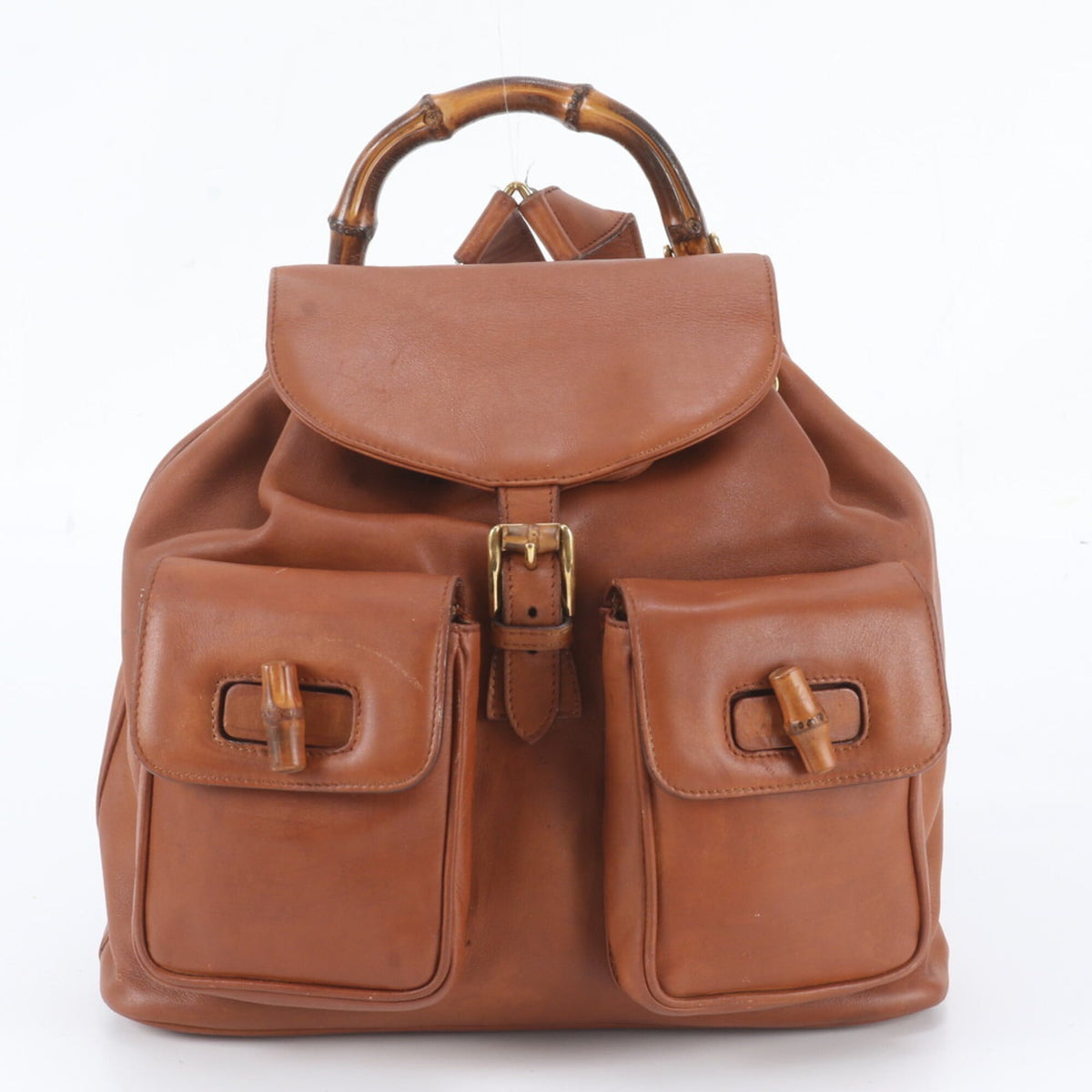 Gucci Brown Leather Backpack Shoulder Bag (Pre-Owned)