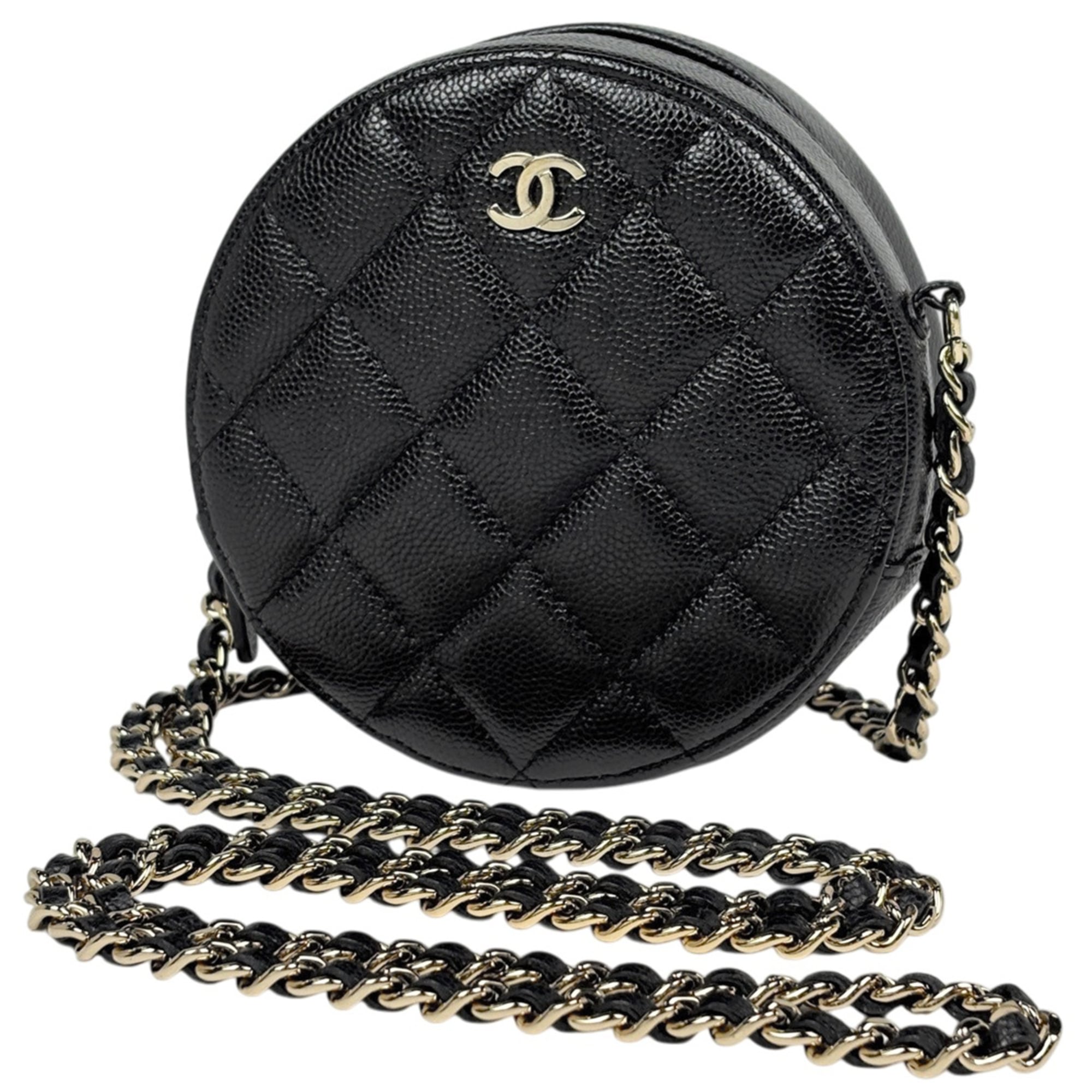 Chanel Matelasse Black Grained Calfskin Shoulder Bag (Pre-Owned)