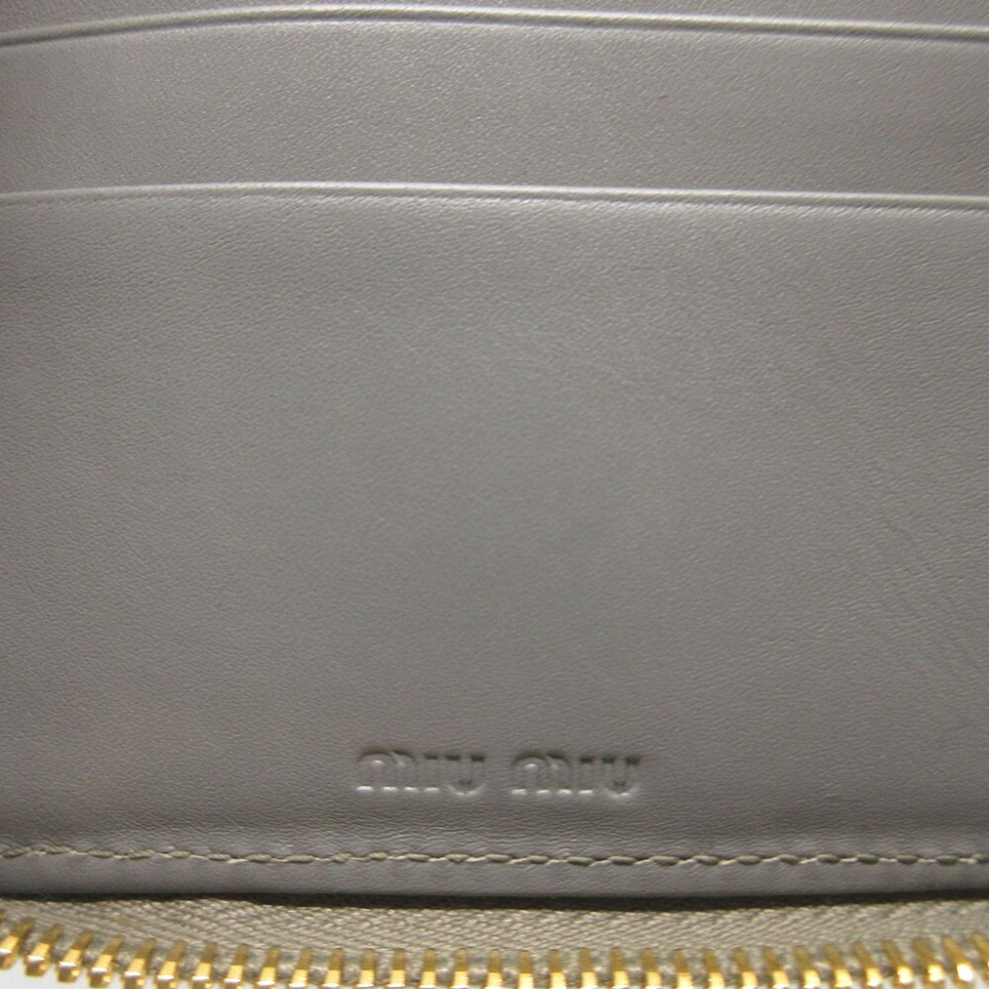 Miu Miu Gray Leather Wallet (Bi-Fold) (Pre-Owned)
