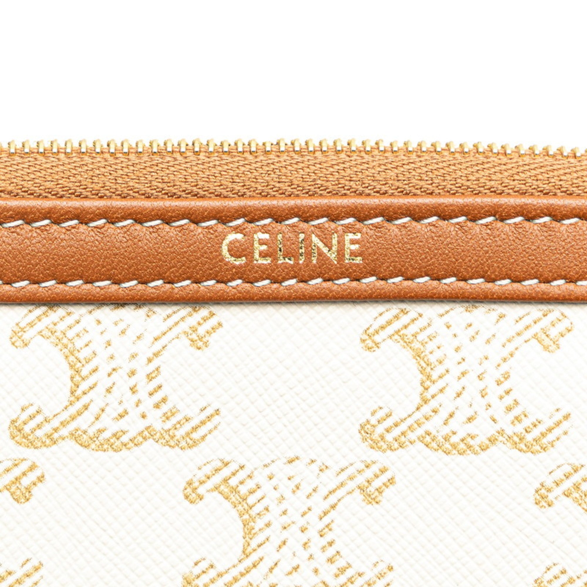 Celine Brown White Pvc Leather Shoulder Bag (Pre-Owned)