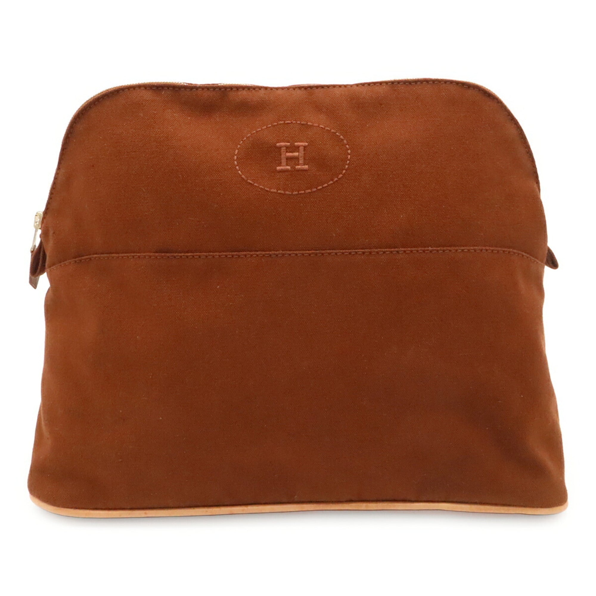 Hermes Brown Canvas Clutch Bag Handbag Pouch (Pre-Owned)
