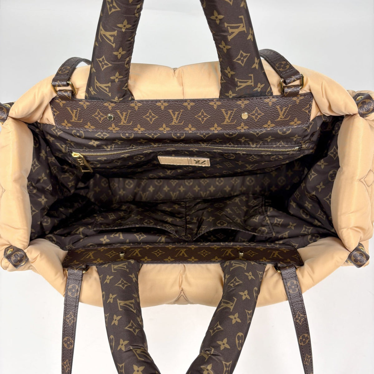 Louis Vuitton Beige Brown Nylon Tote Bag (Pre-Owned)