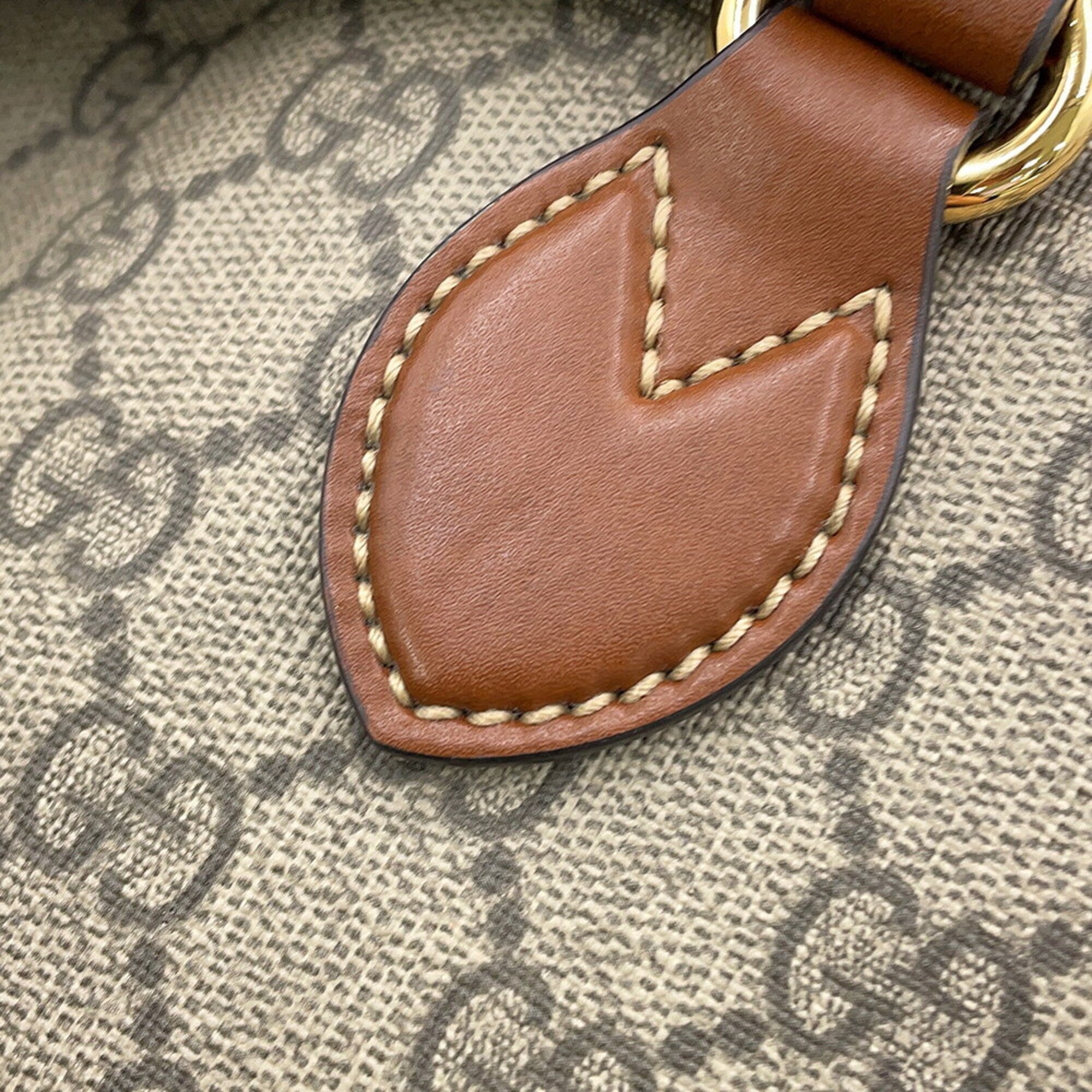 Gucci Beige Brown Gg Supreme Leather Handbag Shoulder Bag Tote Bag (Pre-Owned)