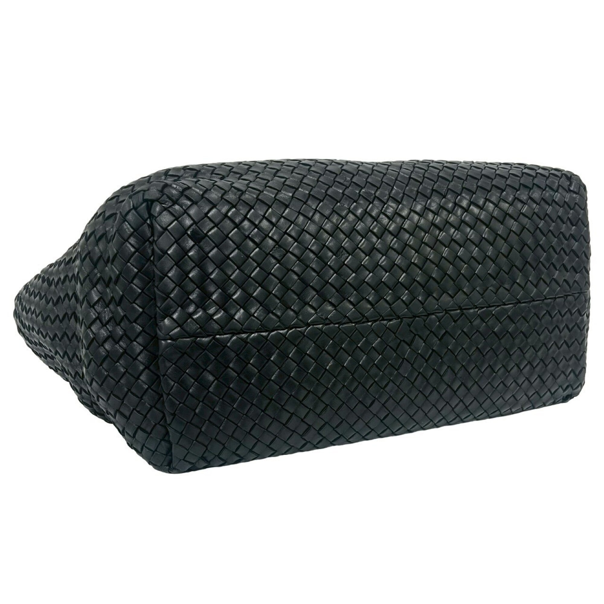 Bottega Veneta Black Leather Handbag Pouch Tote Bag (Pre-Owned)