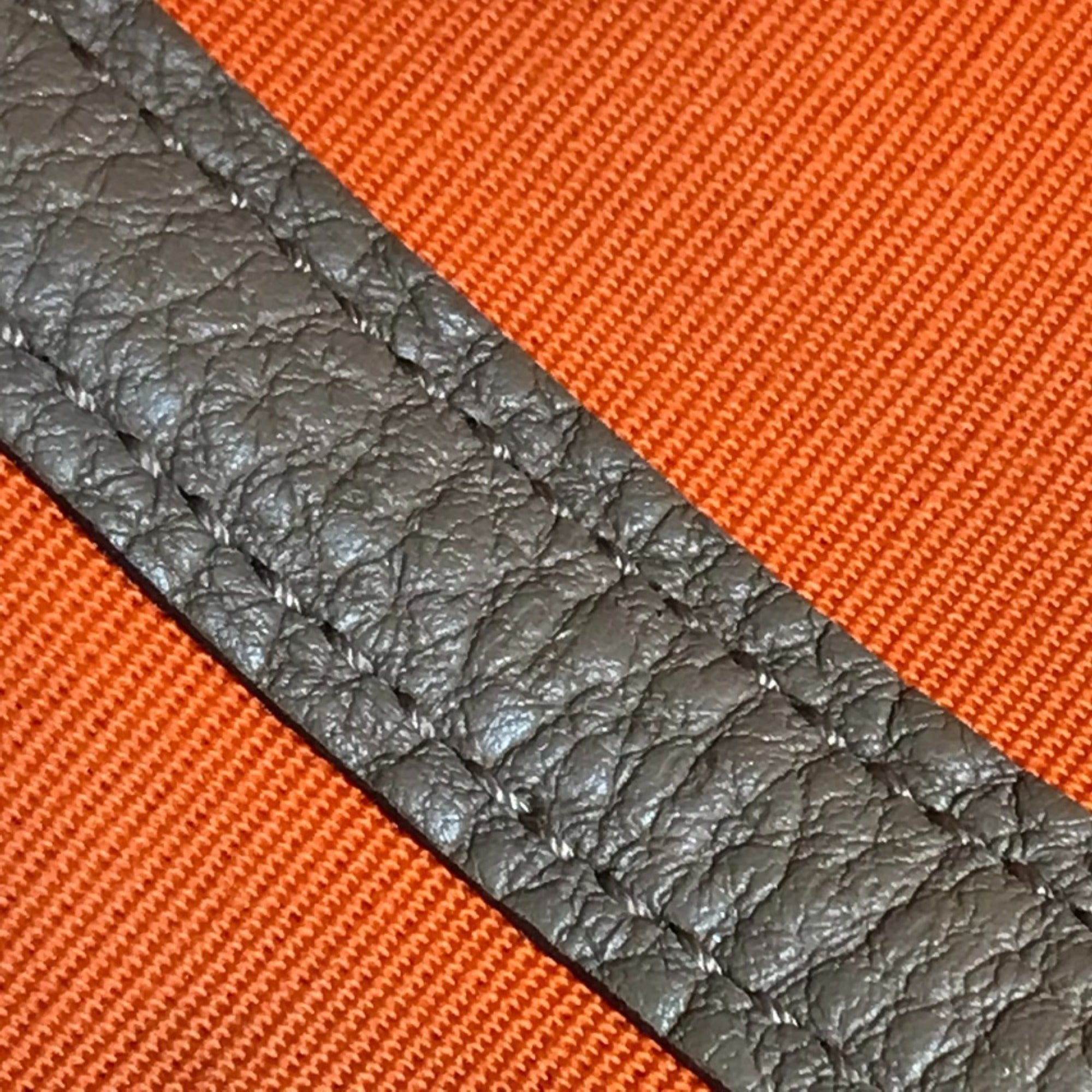 Hermes Garden Brown Orange Toile Officier Negonda Leather Handbag Tote Bag (Pre-Owned)