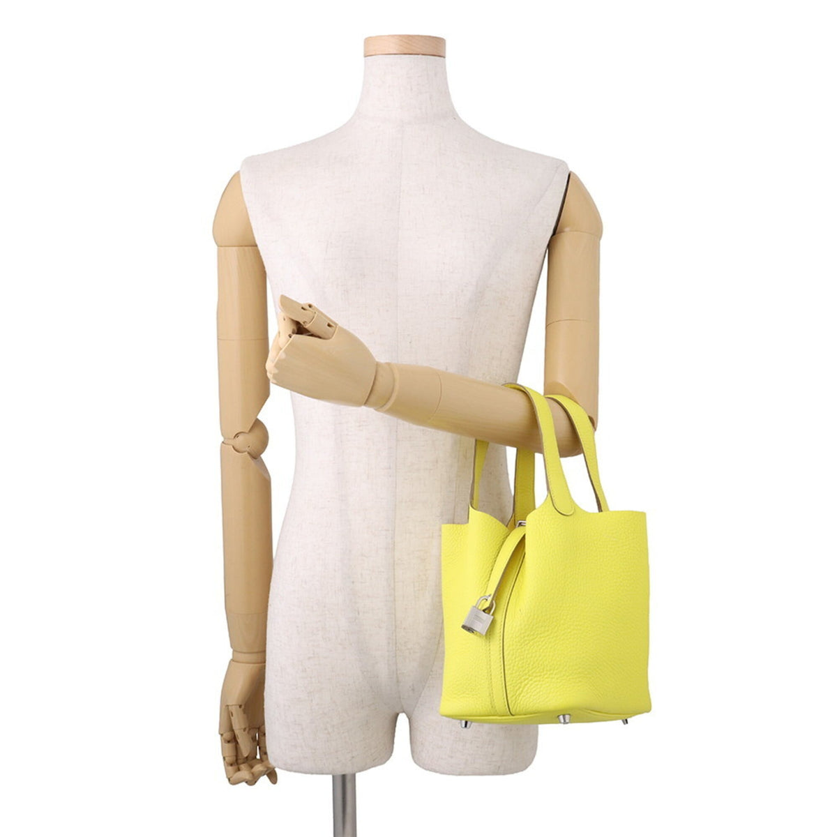 Hermes Lime Taurillon Clemence Leather Handbag Tote Bag (Pre-Owned)