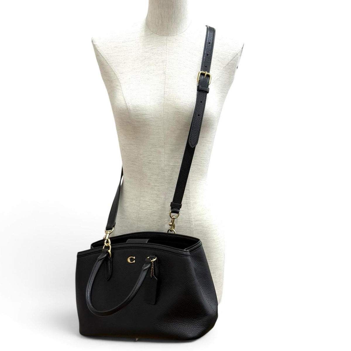 Coach Black Leather Shoulder Bag Tote Bag (Pre-Owned)