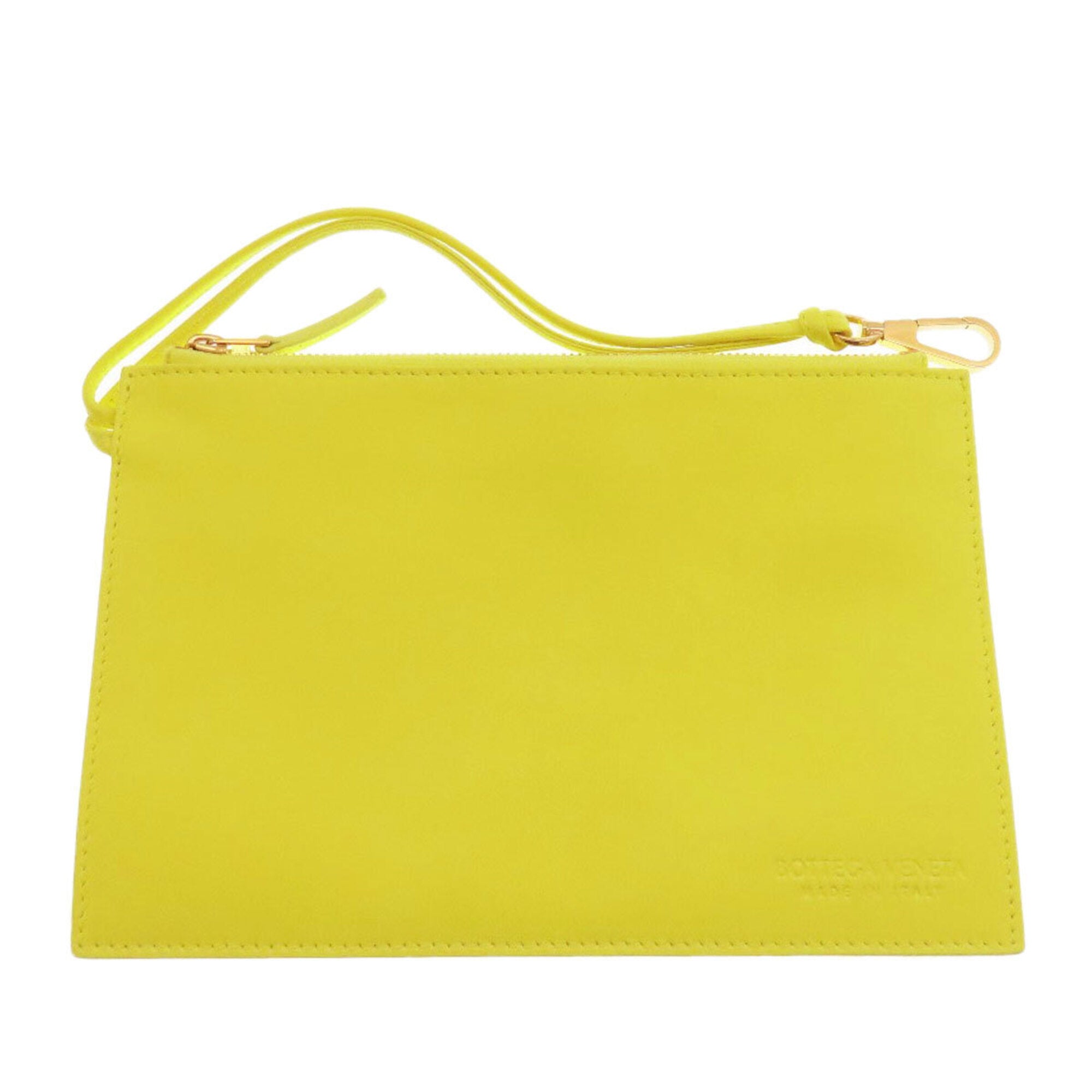 Bottega Veneta Green White Leather Handbag Pouch (Pre-Owned)