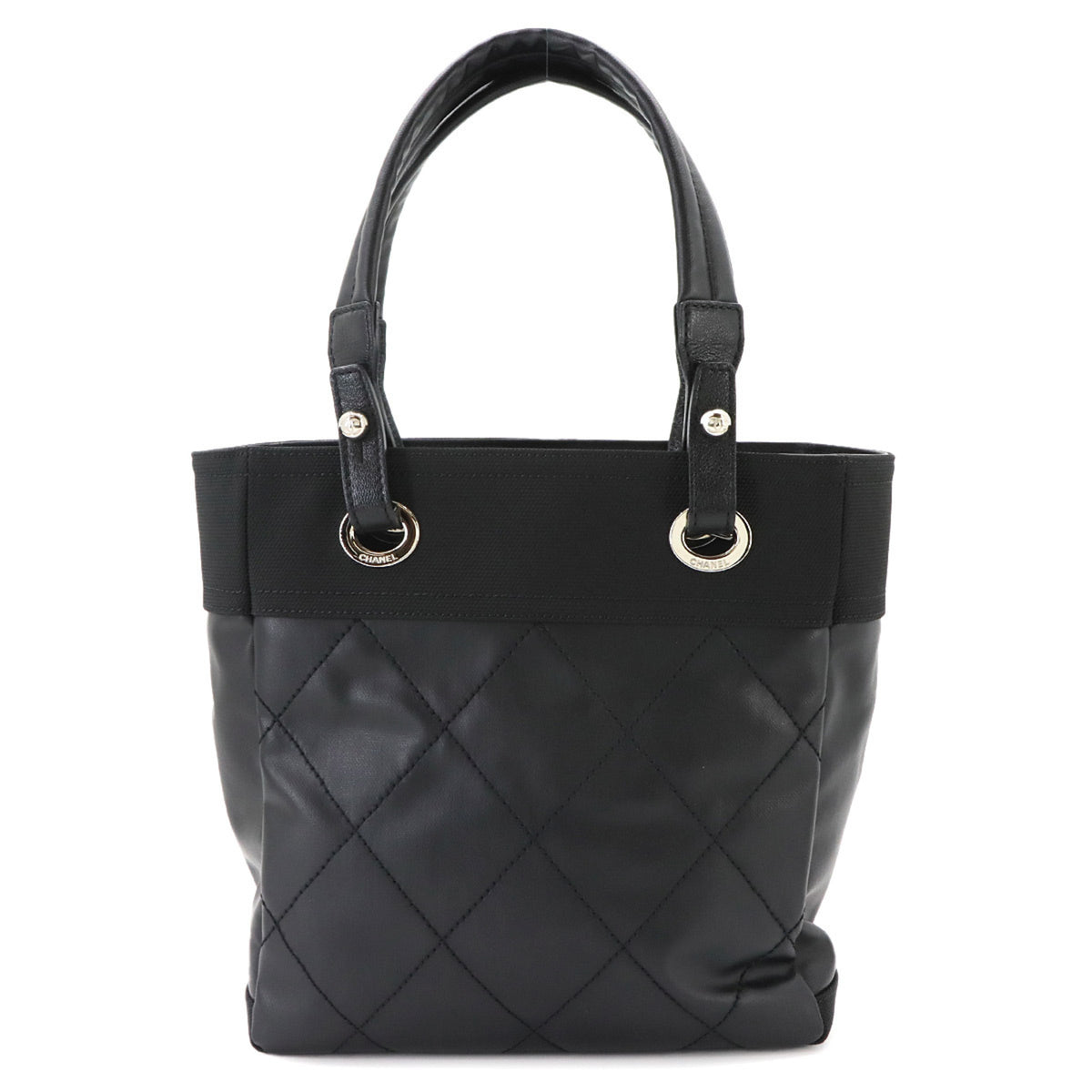 Chanel Black Nylon Pvc Leather Handbag Tote Bag (Pre-Owned)