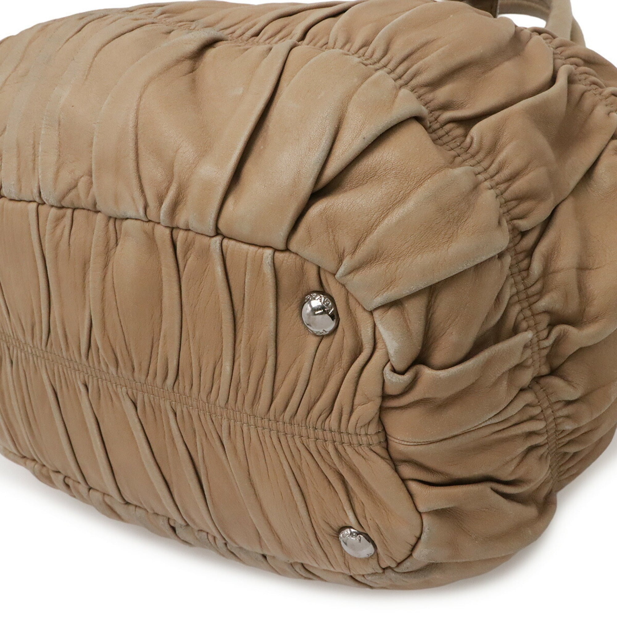 Prada Beige Nappa Leather Handbag Shoulder Bag Tote Bag (Pre-Owned)