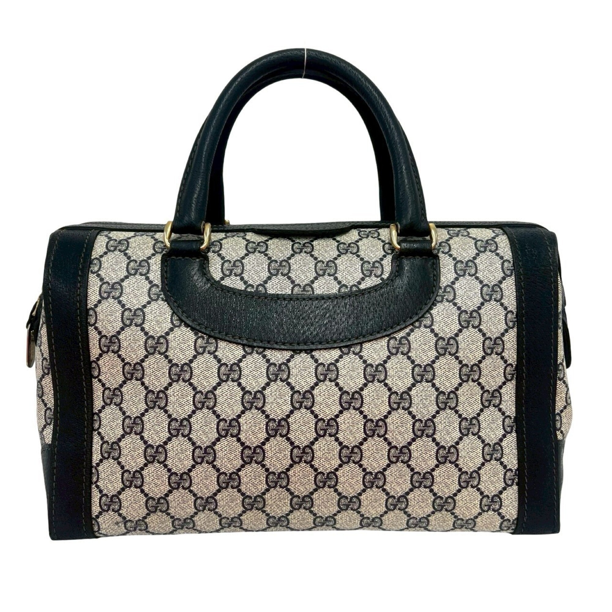 Gucci Navy Pvc Leather Boston Bag Handbag Tote Bag (Pre-Owned)
