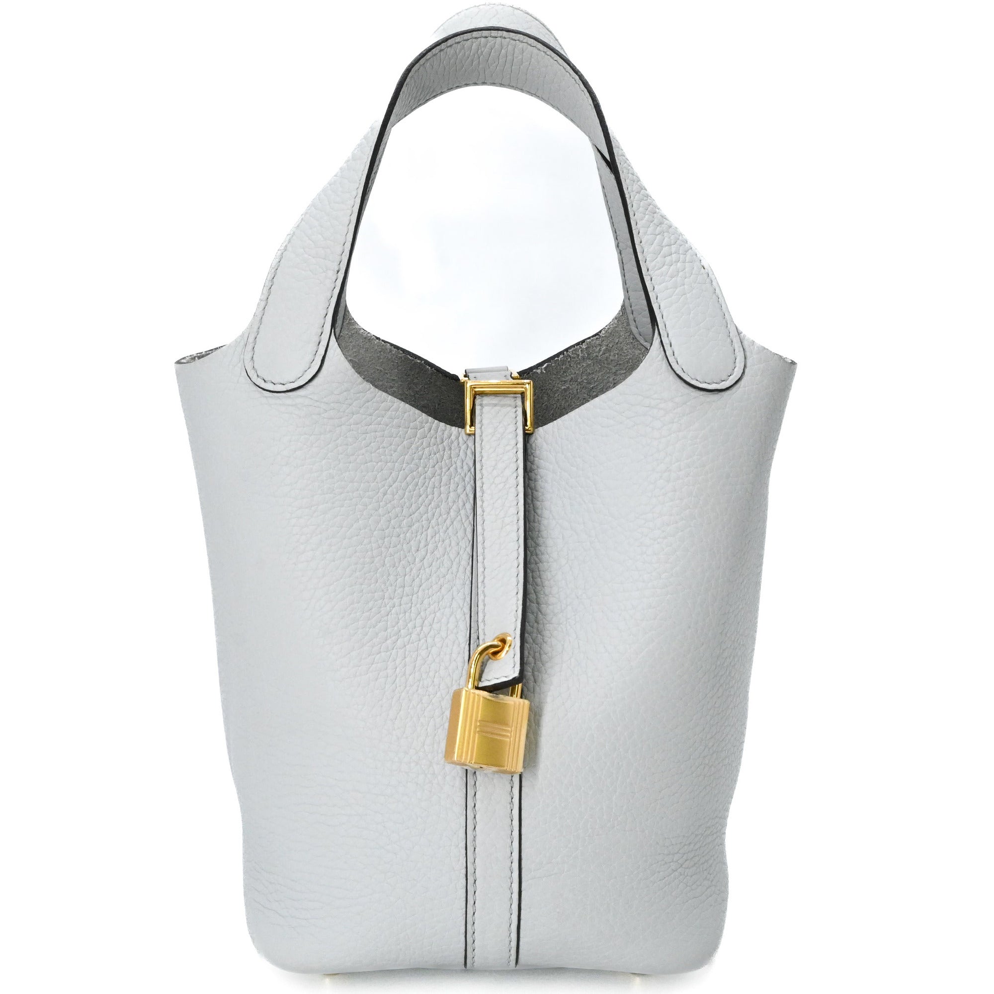 Hermes Gray Taurillon Clemence Leather Handbag (Pre-Owned)