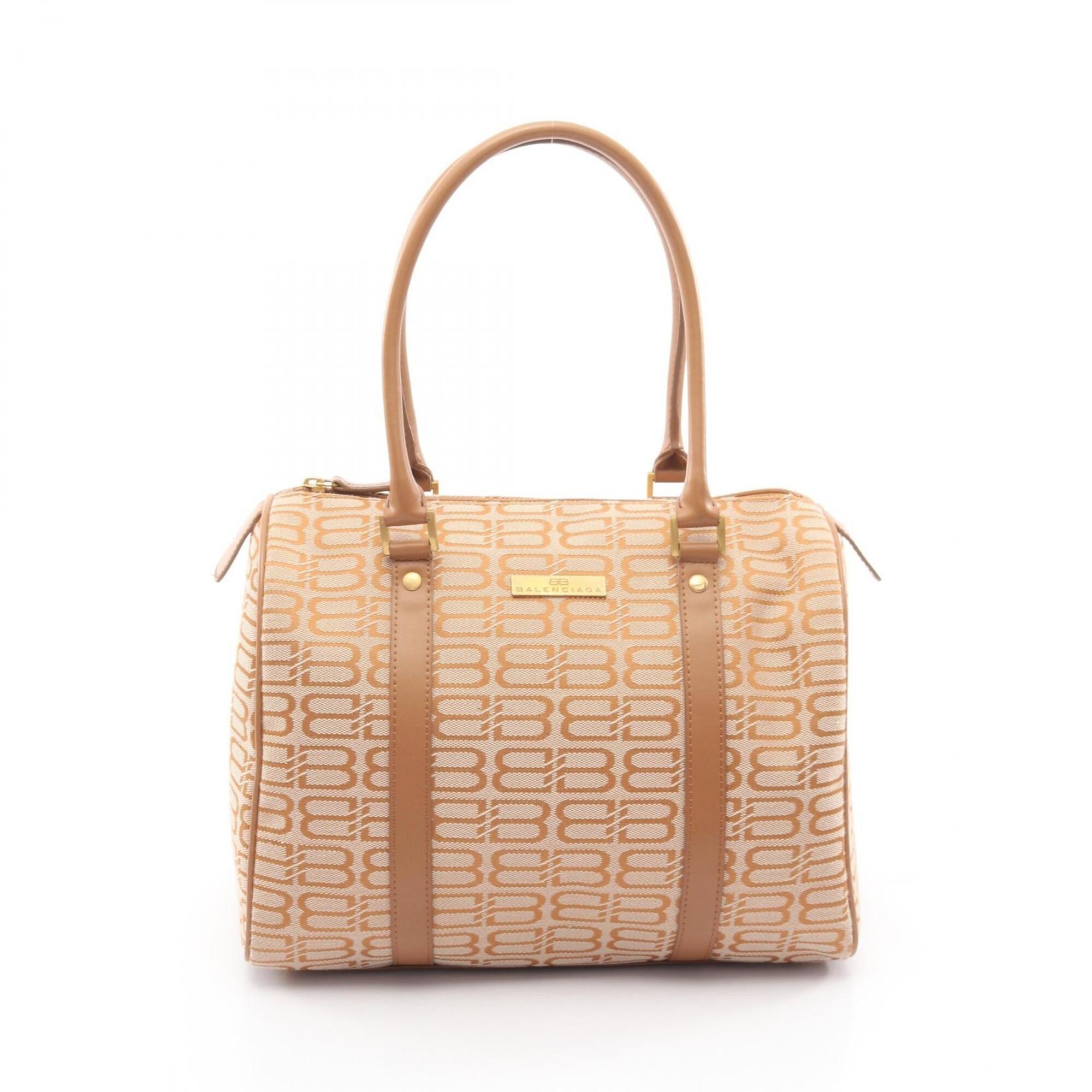 Balenciaga Beige Brown Canvas Leather Handbag (Pre-Owned)