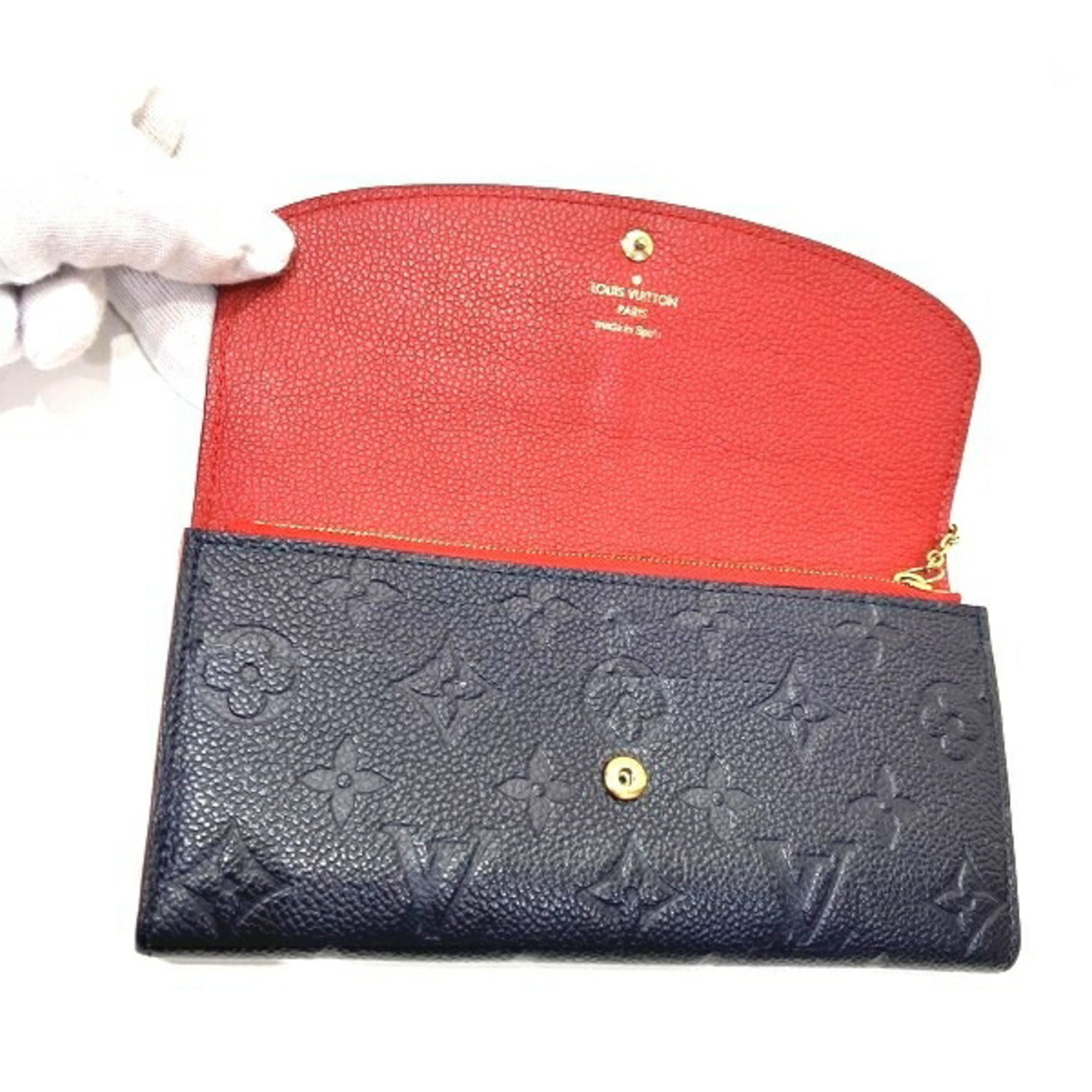 Louis Vuitton Monogram Empreinte Black Marine Rouge Leather Long Wallet (Bi-Fold) (Pre-Owned)