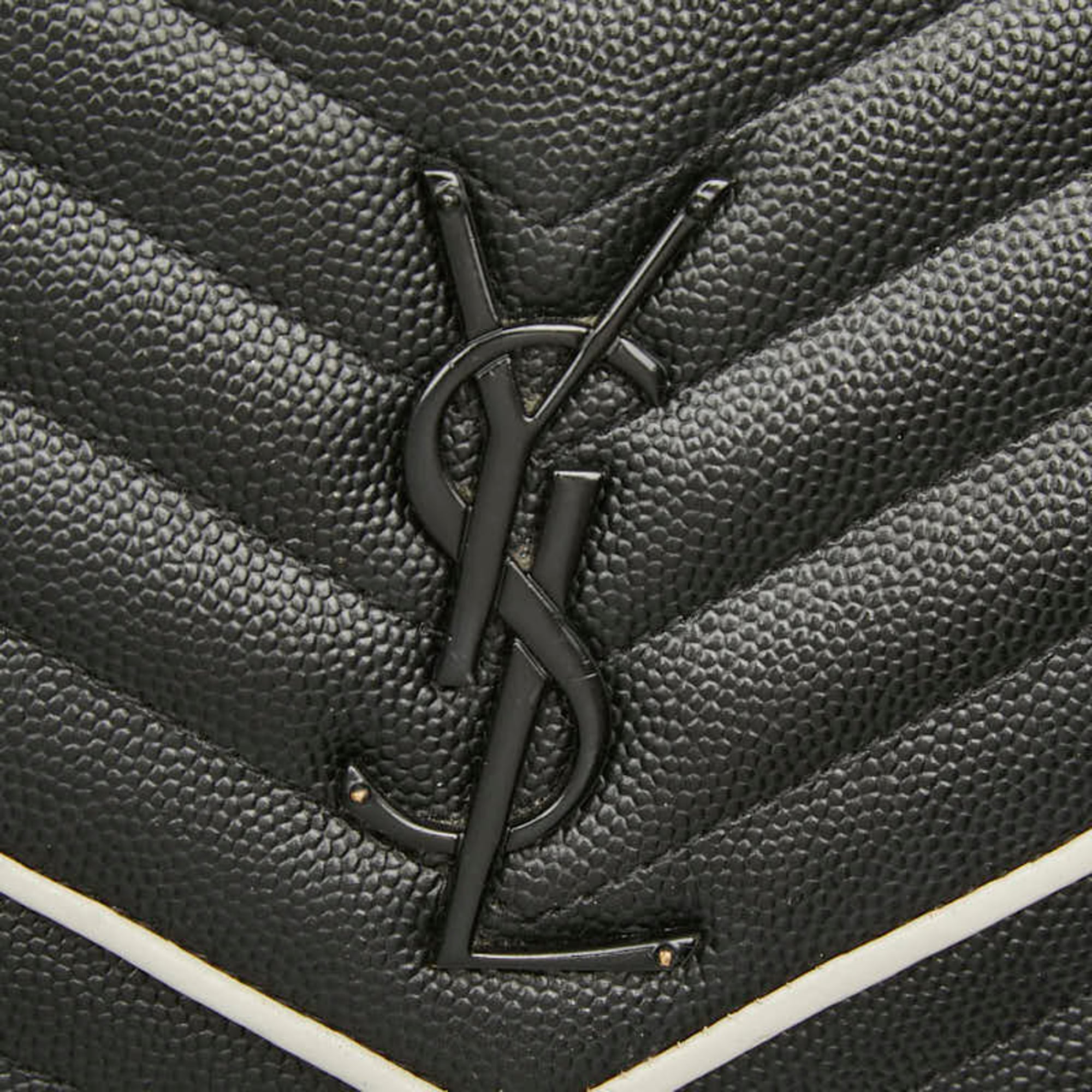 Saint Laurent Black White Leather Shoulder Bag (Pre-Owned)
