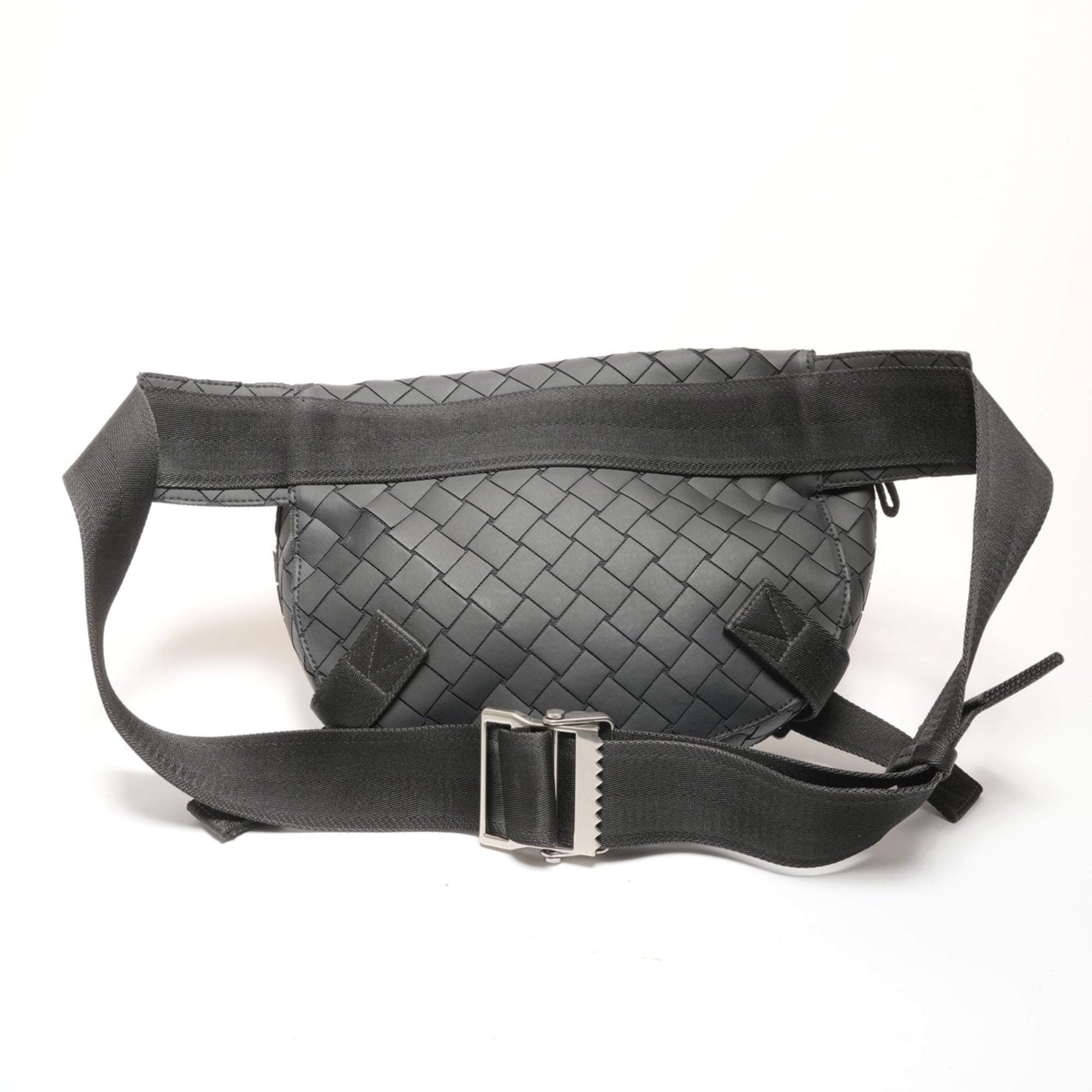 Bottega Veneta Intrecciato Black Rubber Shoulder Bag Sling Bag (Pre-Owned)