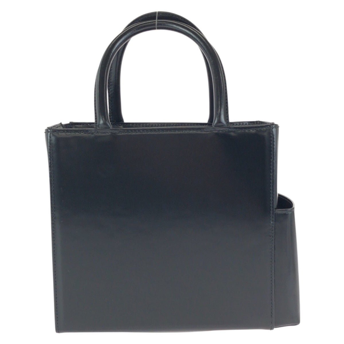 Versace Black Leather Handbag Tote Bag (Pre-Owned)