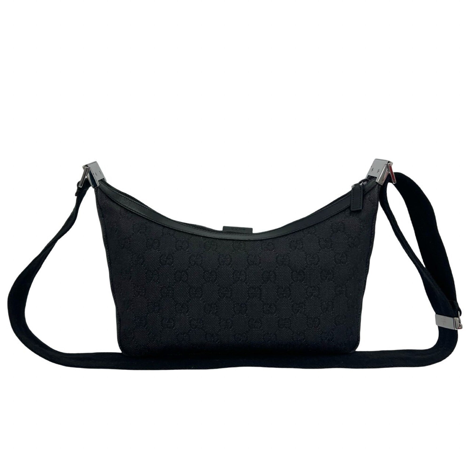 Gucci Black Leather Canvas Pochette Shoulder Bag (Pre-Owned)