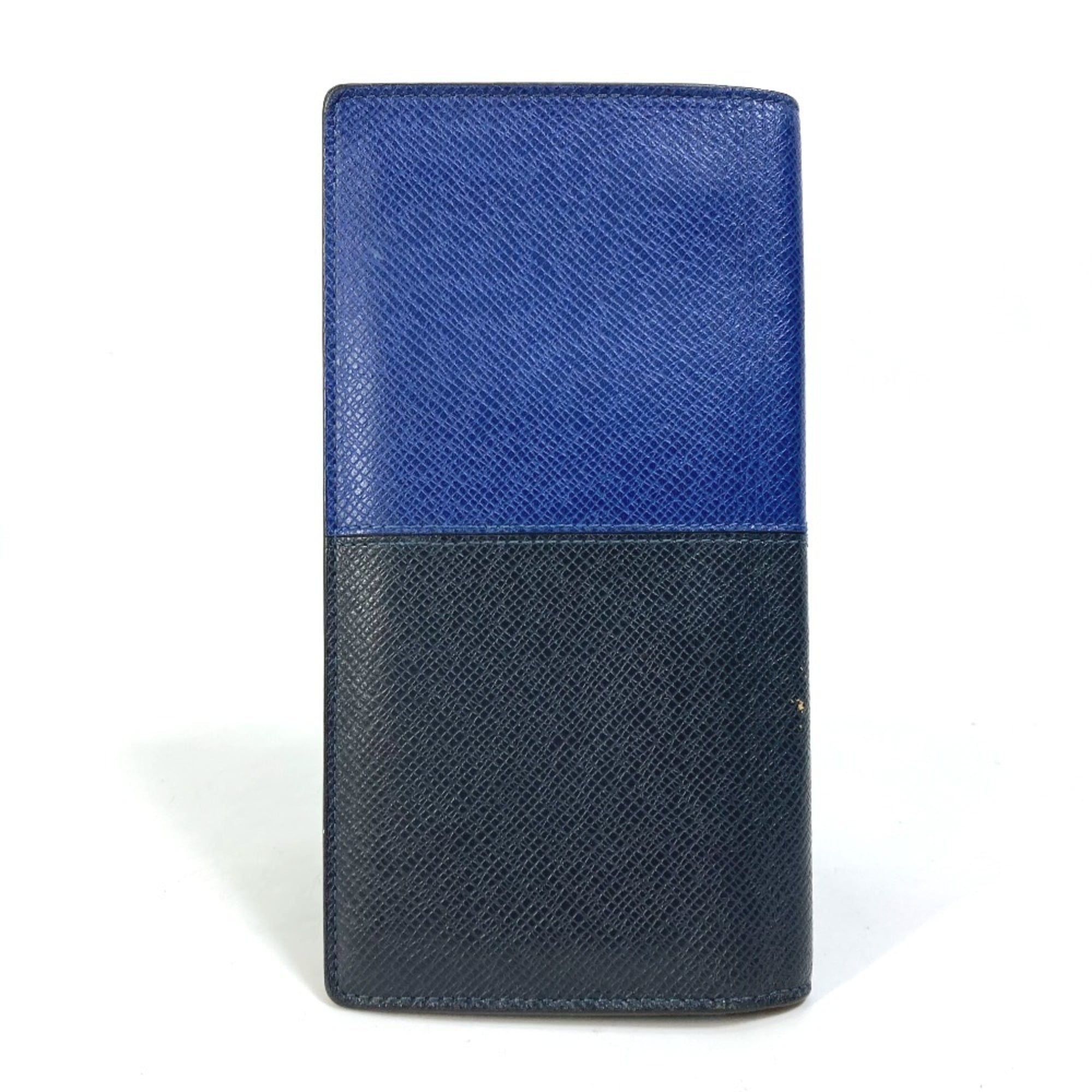 Louis Vuitton Taiga Blue Navy Taiga Leather Long Wallet (Bi-Fold) (Pre-Owned)