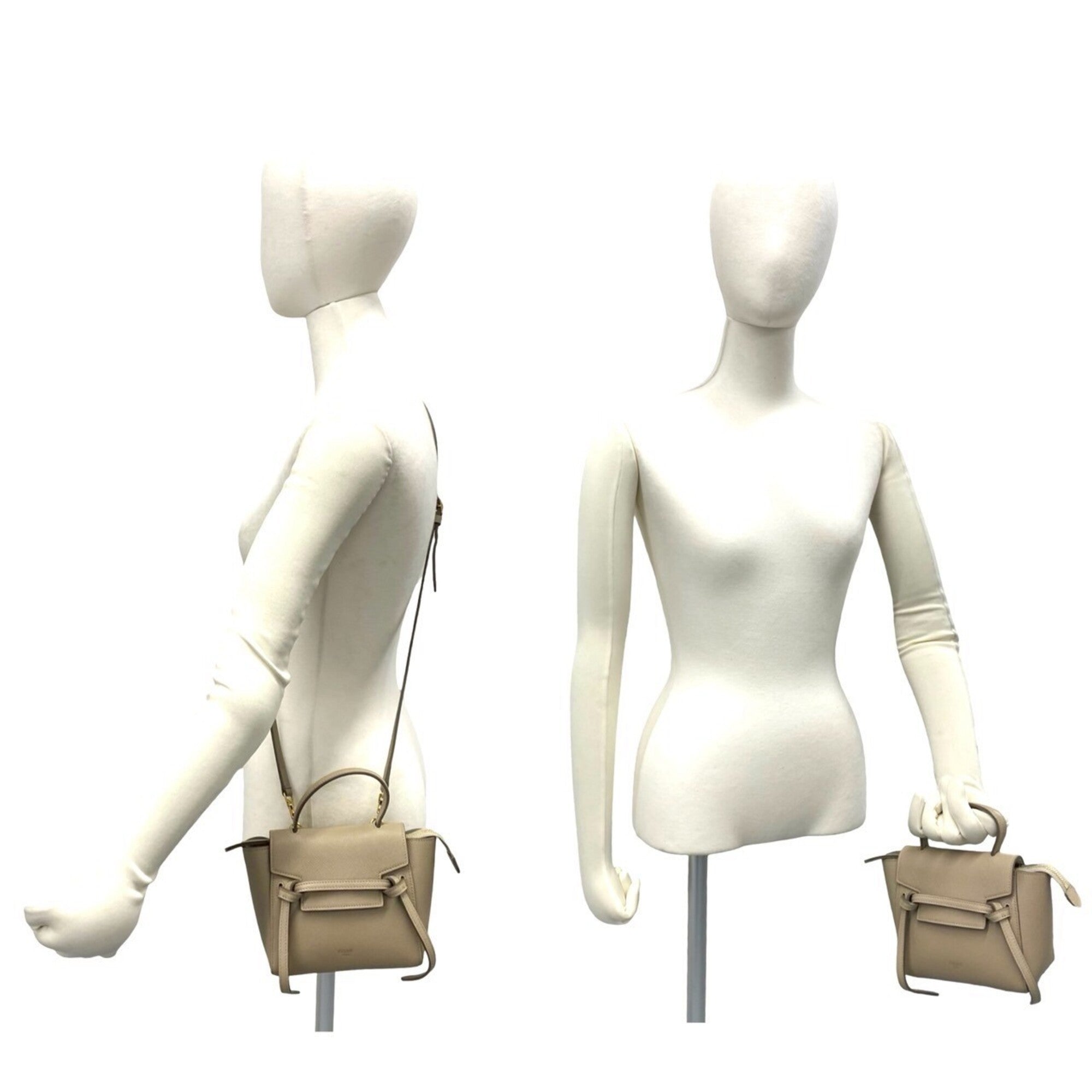 Celine Beige Leather Handbag Pochette Shoulder Bag (Pre-Owned)