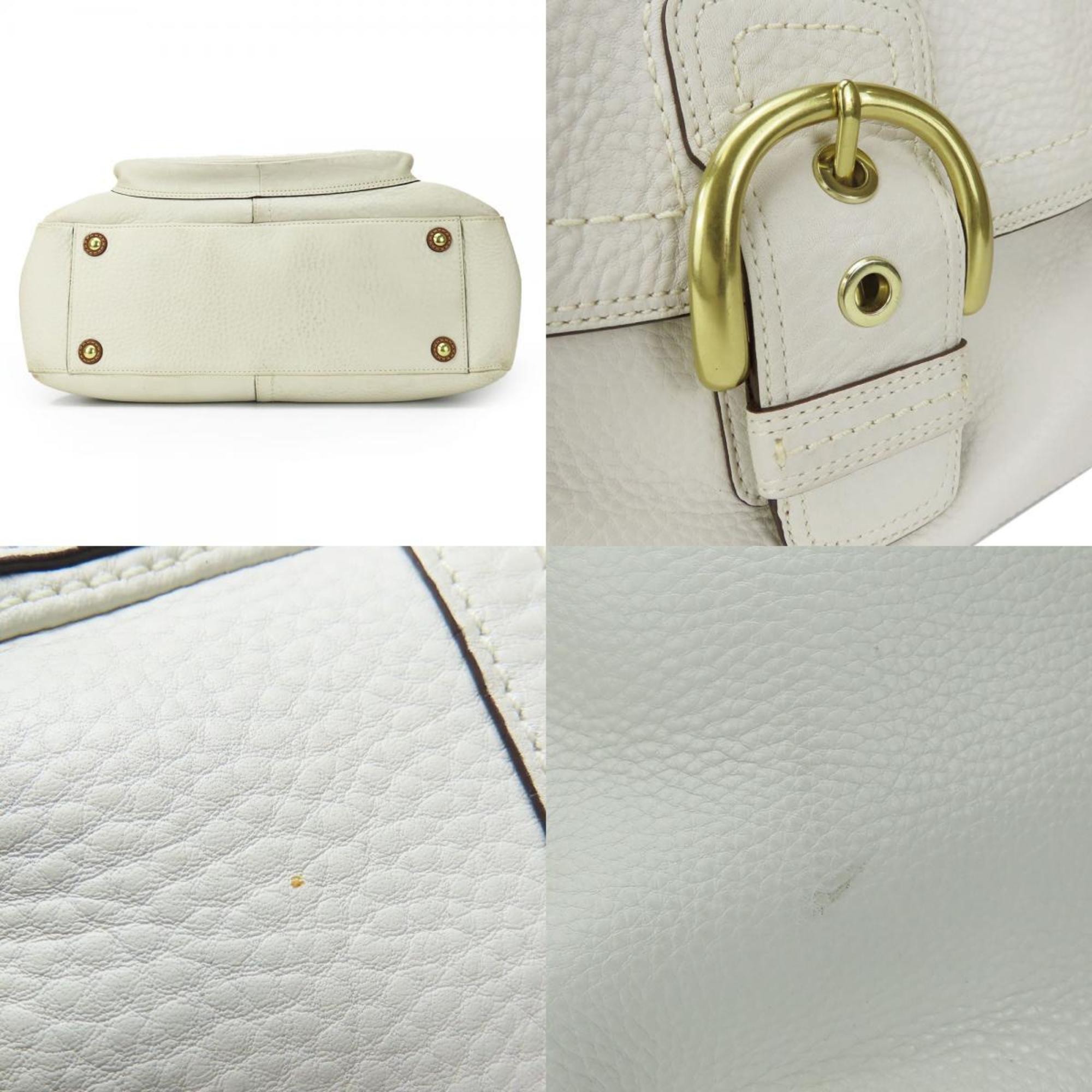 Coach Brown White Leather Tote Bag (Pre-Owned)