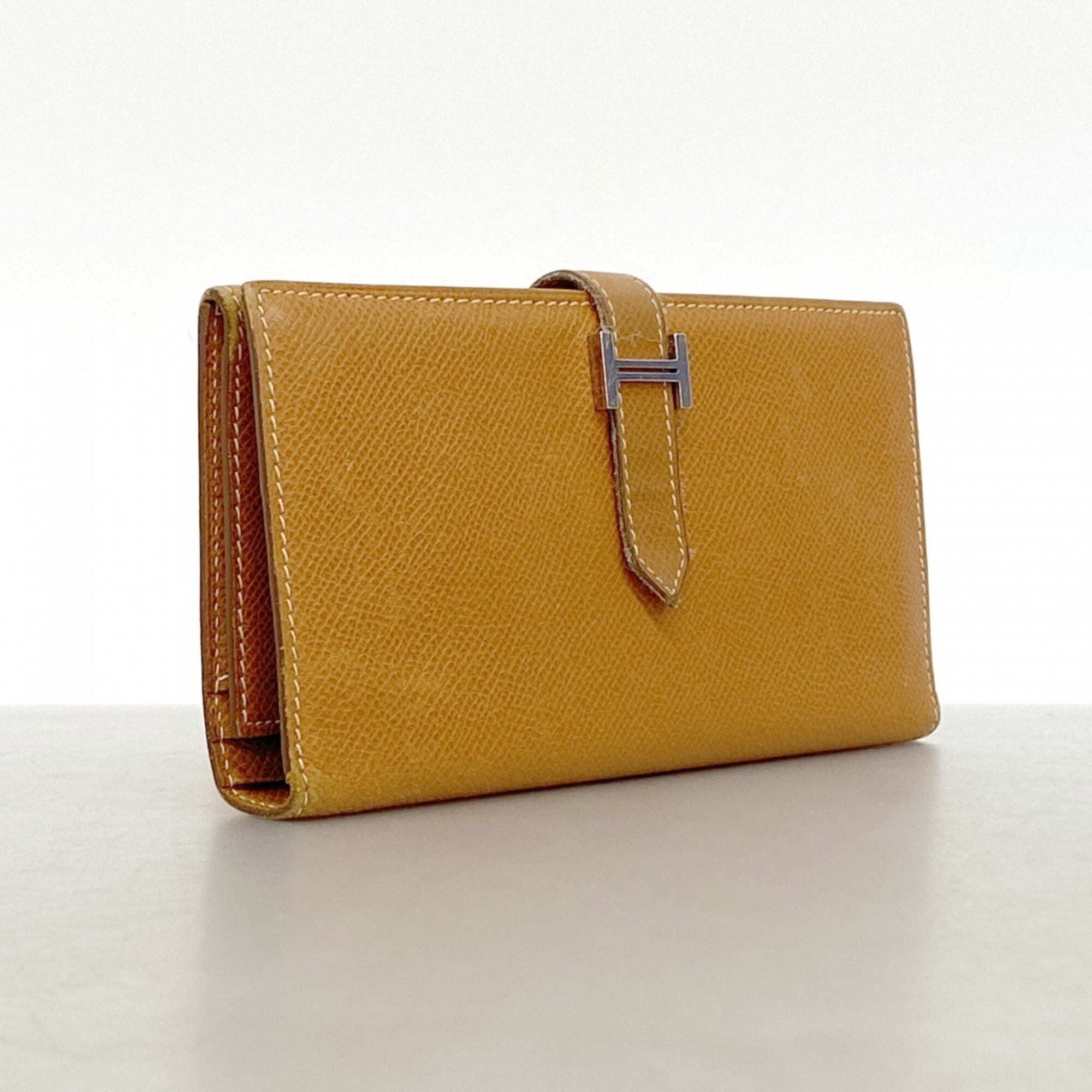 Hermes Gold Leather Long Wallet (Tri-Fold) (Pre-Owned)