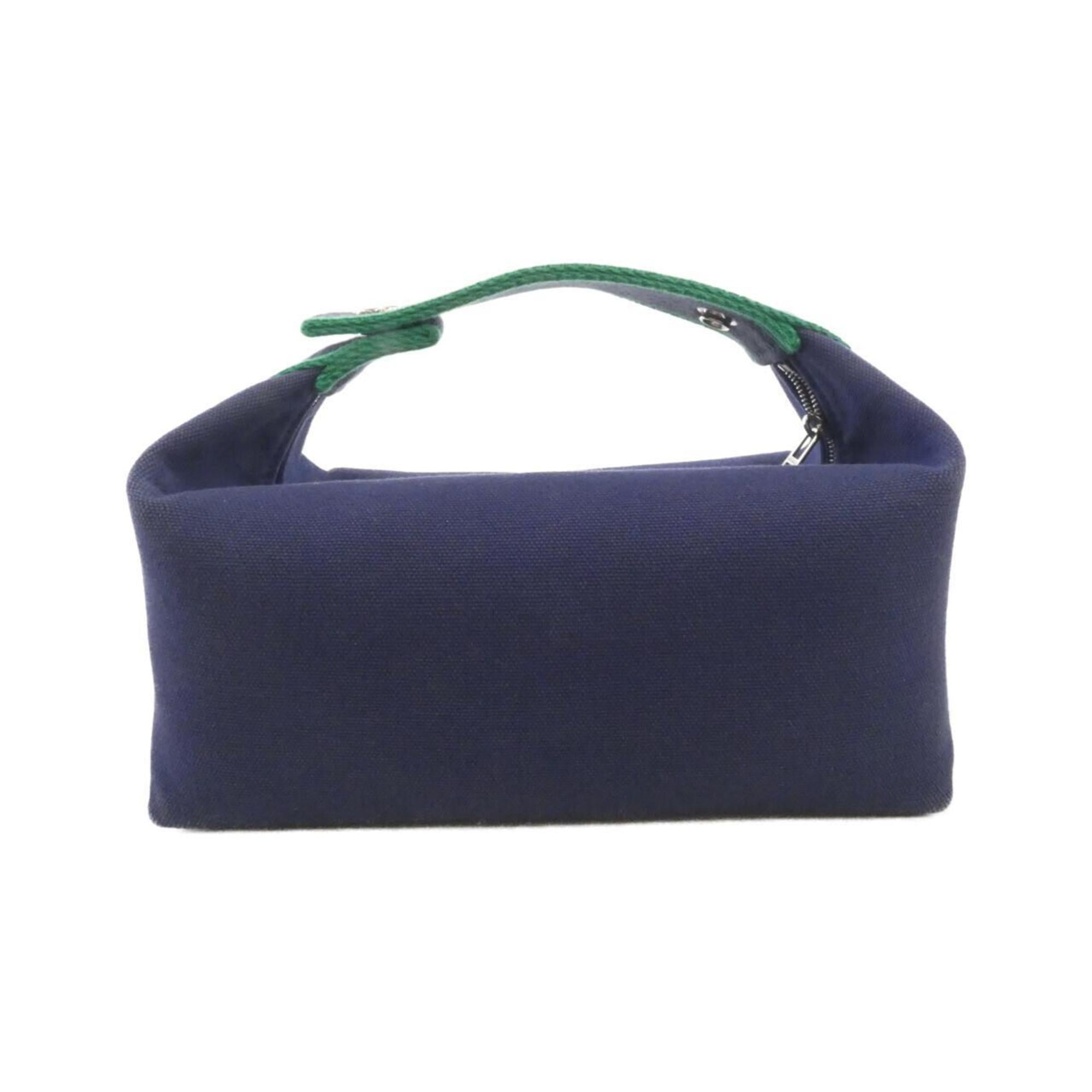 Hermes Black Marine Blue Canvas Handbag Pouch (Pre-Owned)